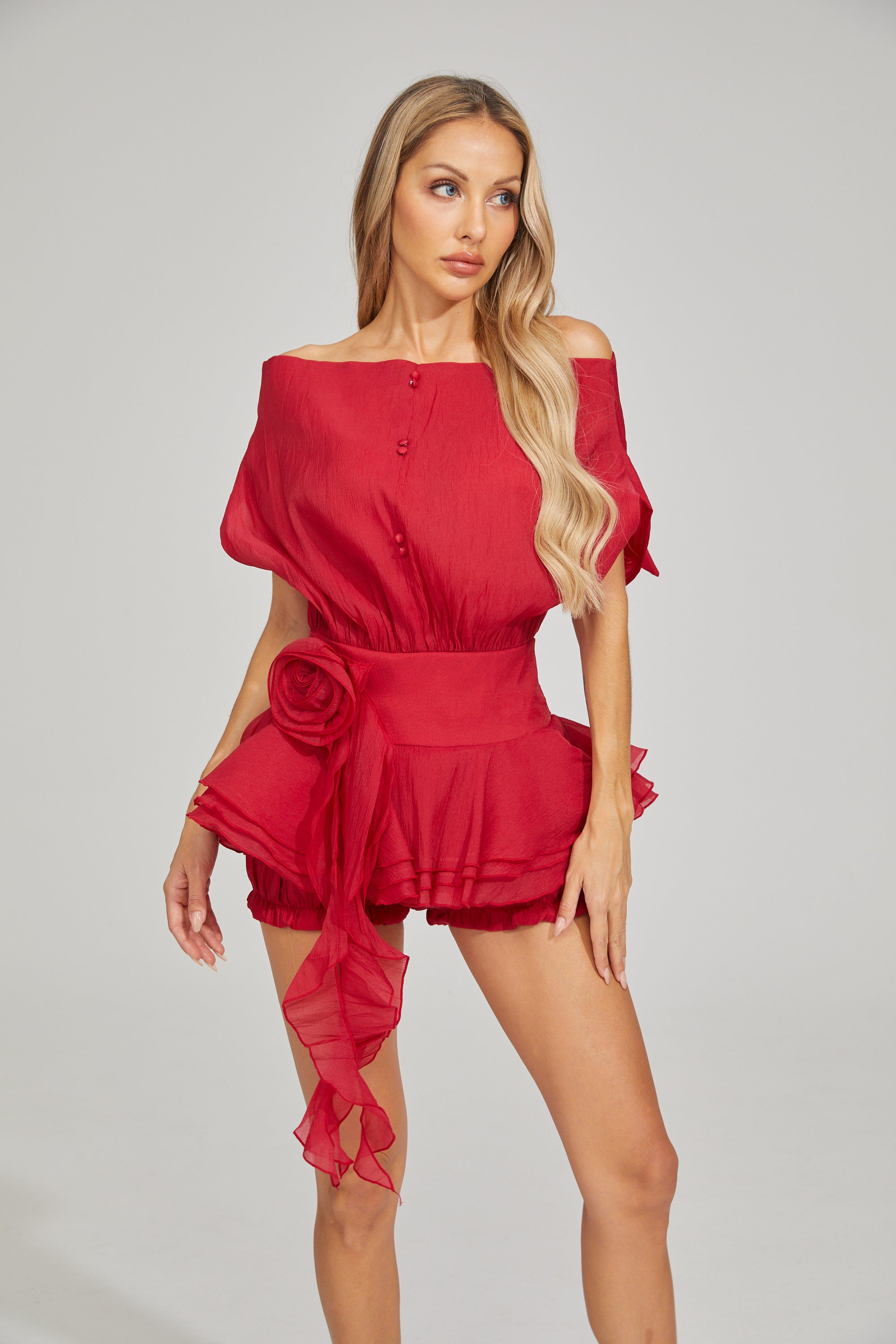 Nolwenn Red Dream Ruffle Mini Dress