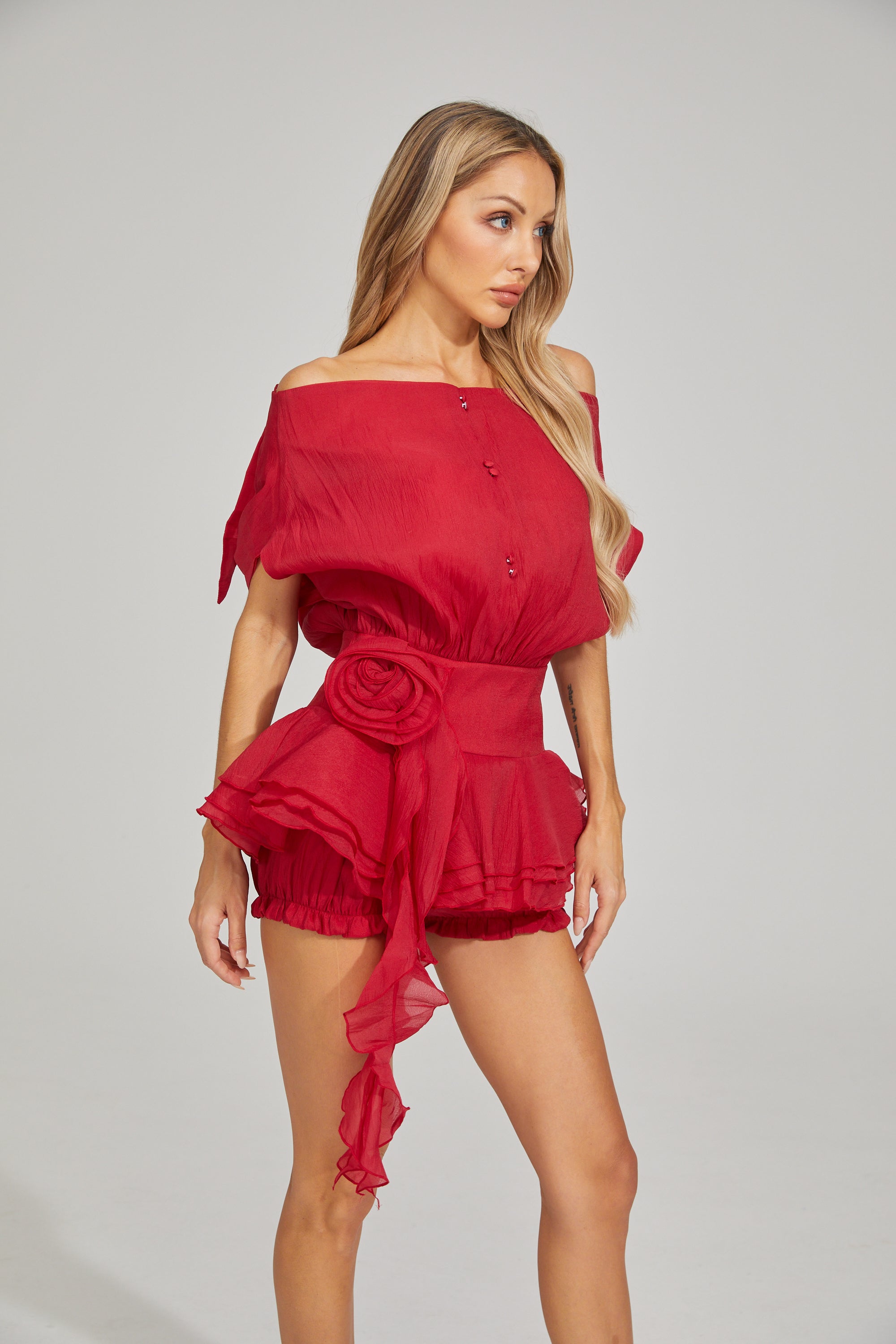 Nolwenn Red Dream Ruffle Mini Dress