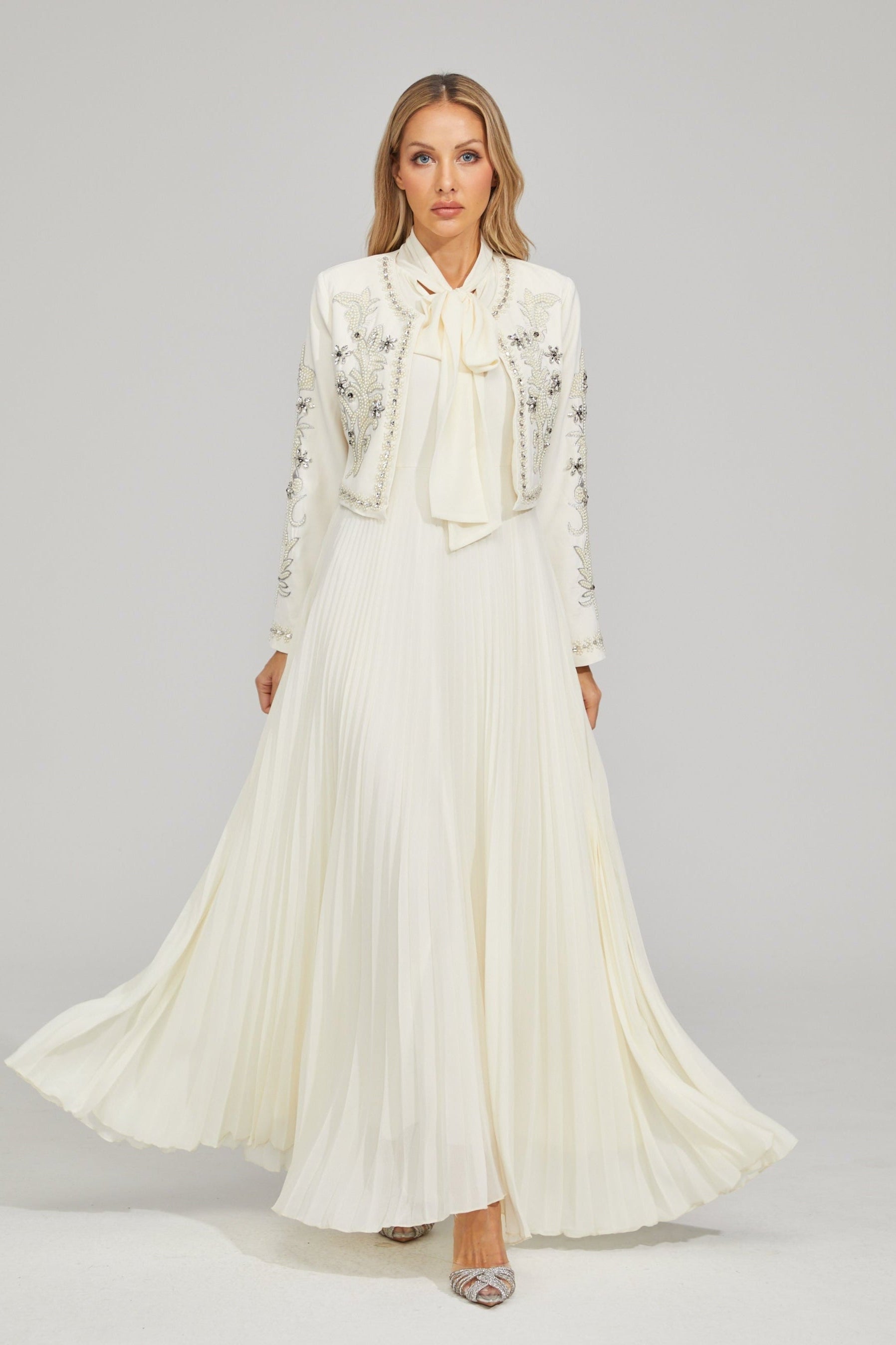 Vérène Embellished Pleated Gown Set