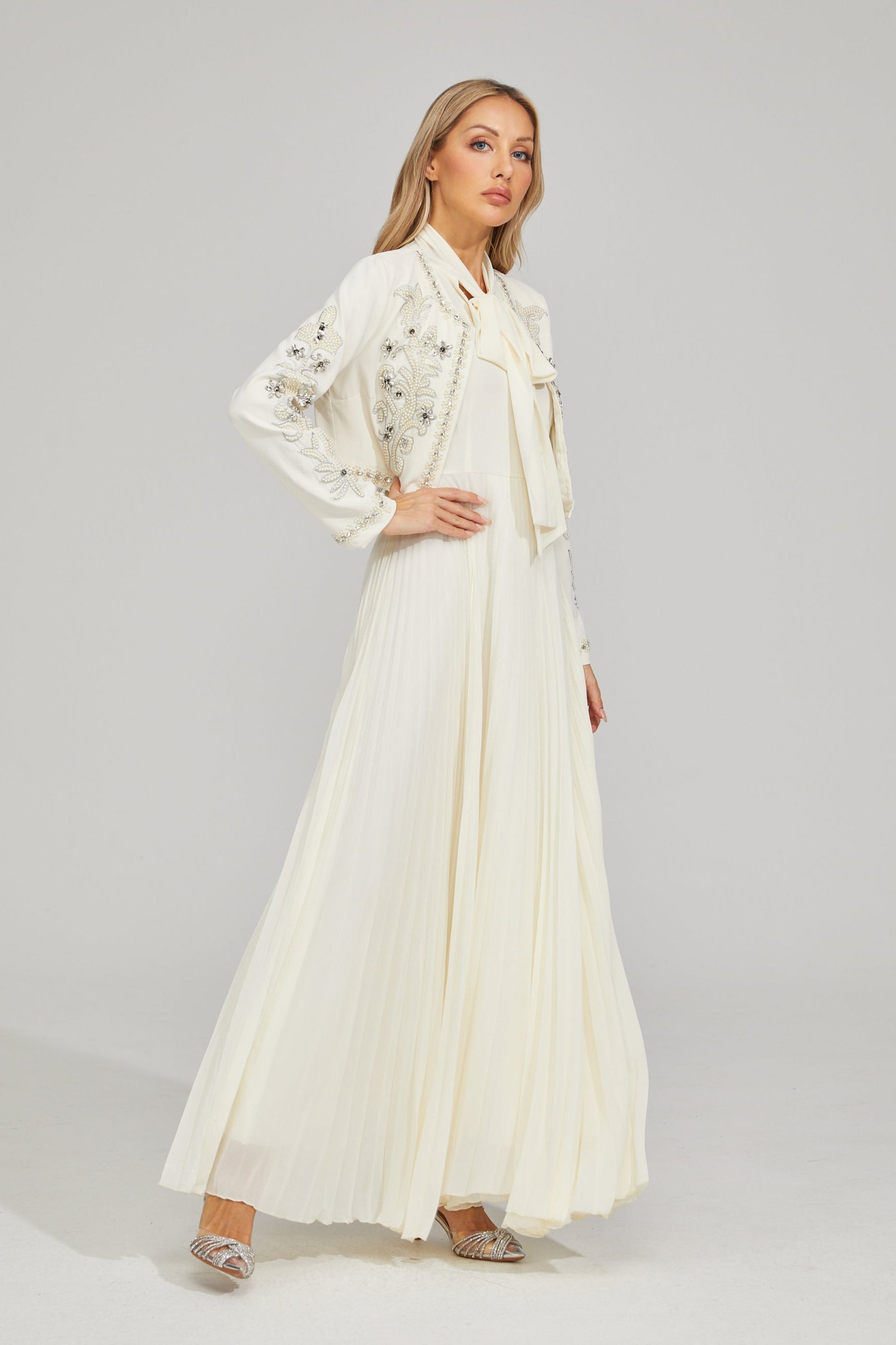 Vérène Embellished Pleated Gown Set