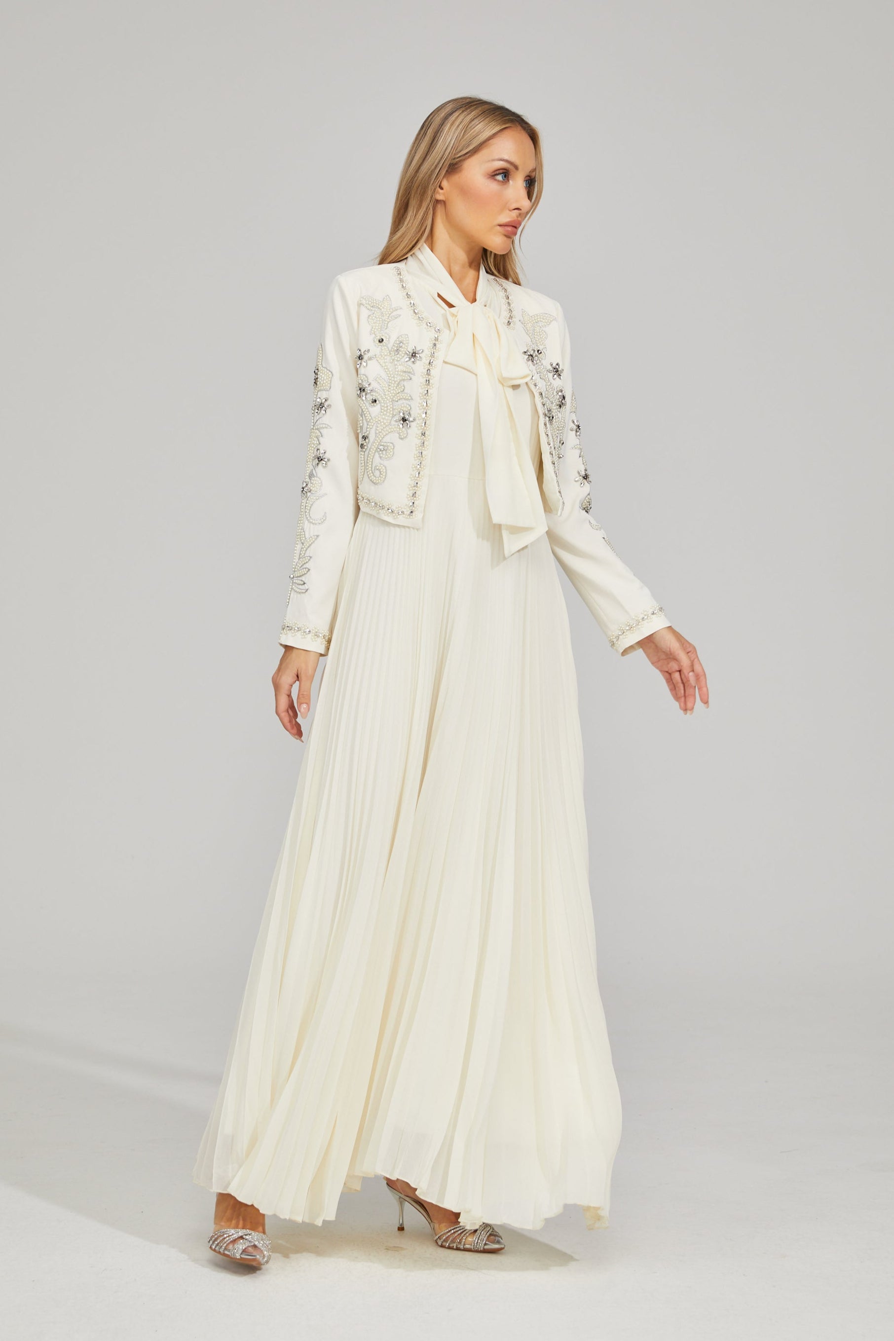 Vérène Embellished Pleated Gown Set