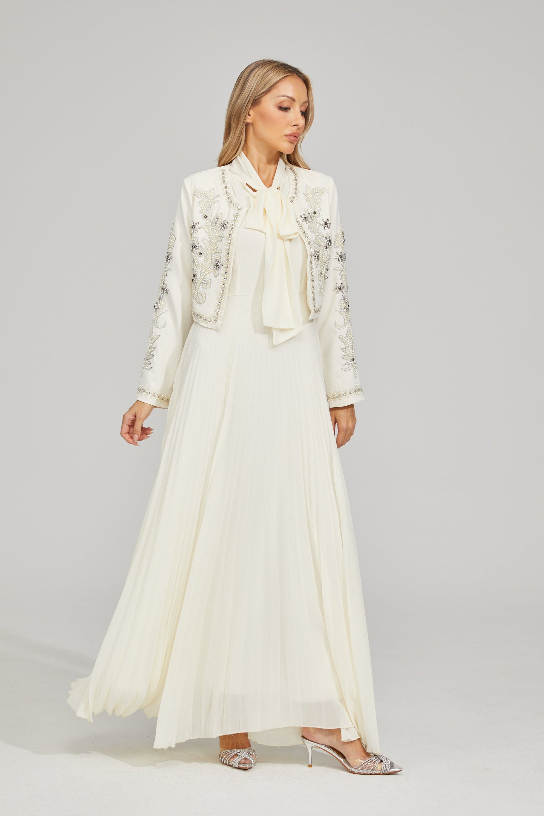 Vérène Embellished Pleated Gown Set