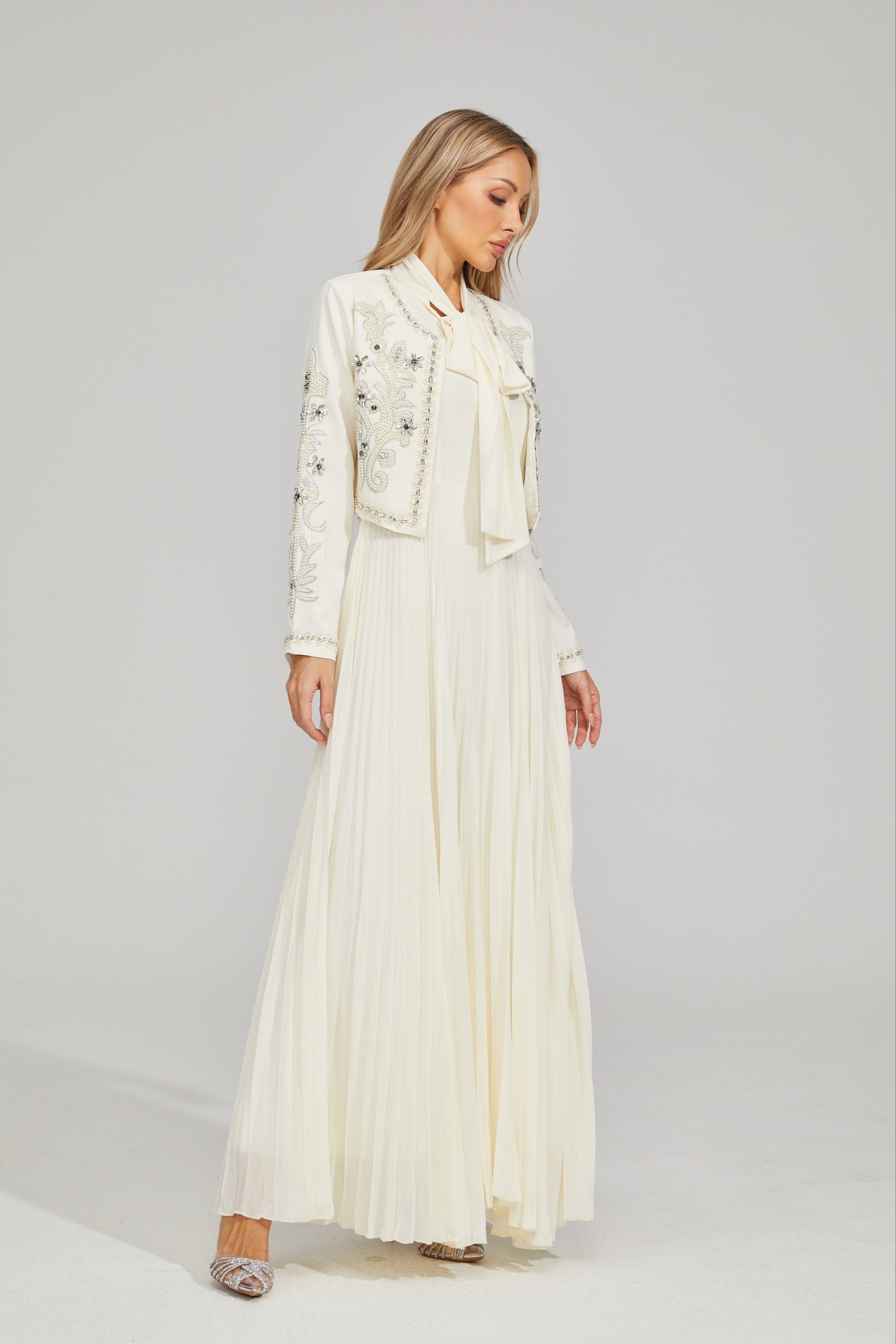 Vérène Embellished Pleated Gown Set