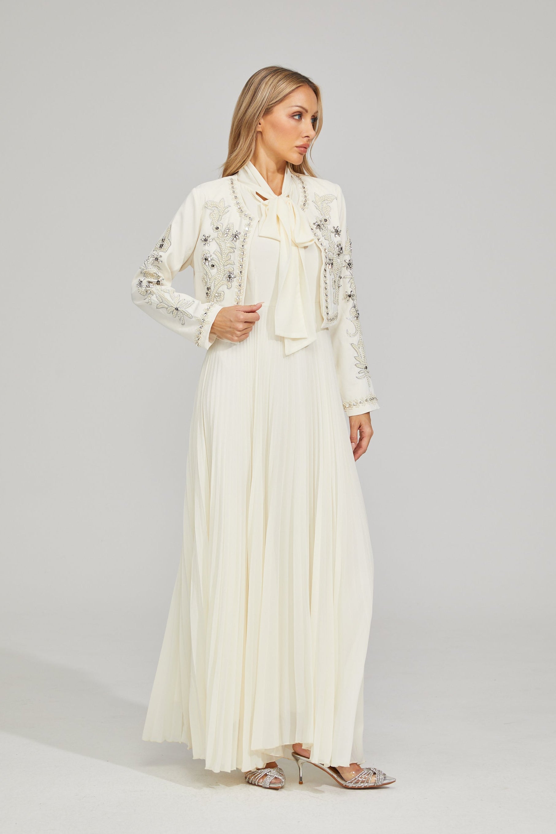 Vérène Embellished Pleated Gown Set