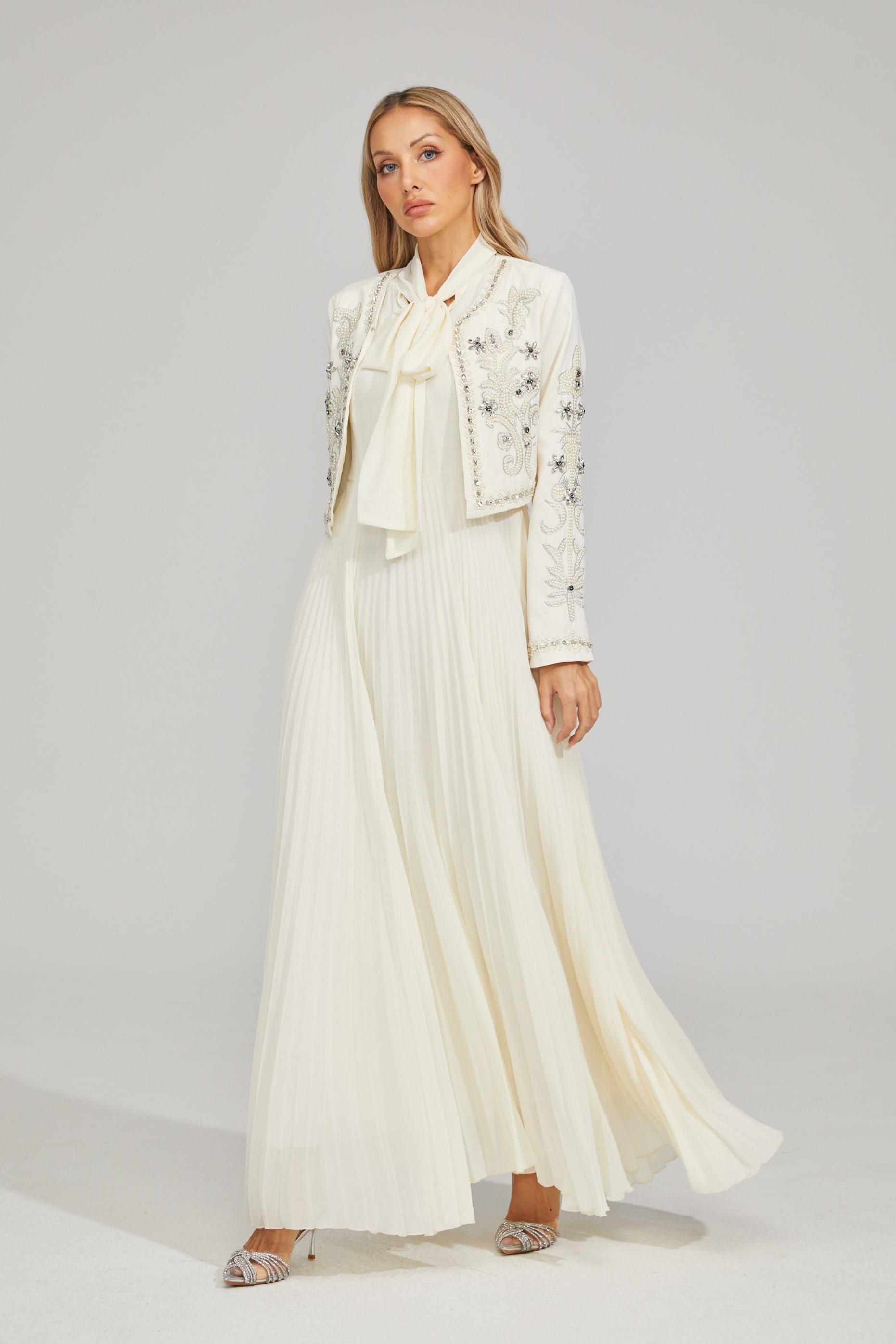 Vérène Embellished Pleated Gown Set