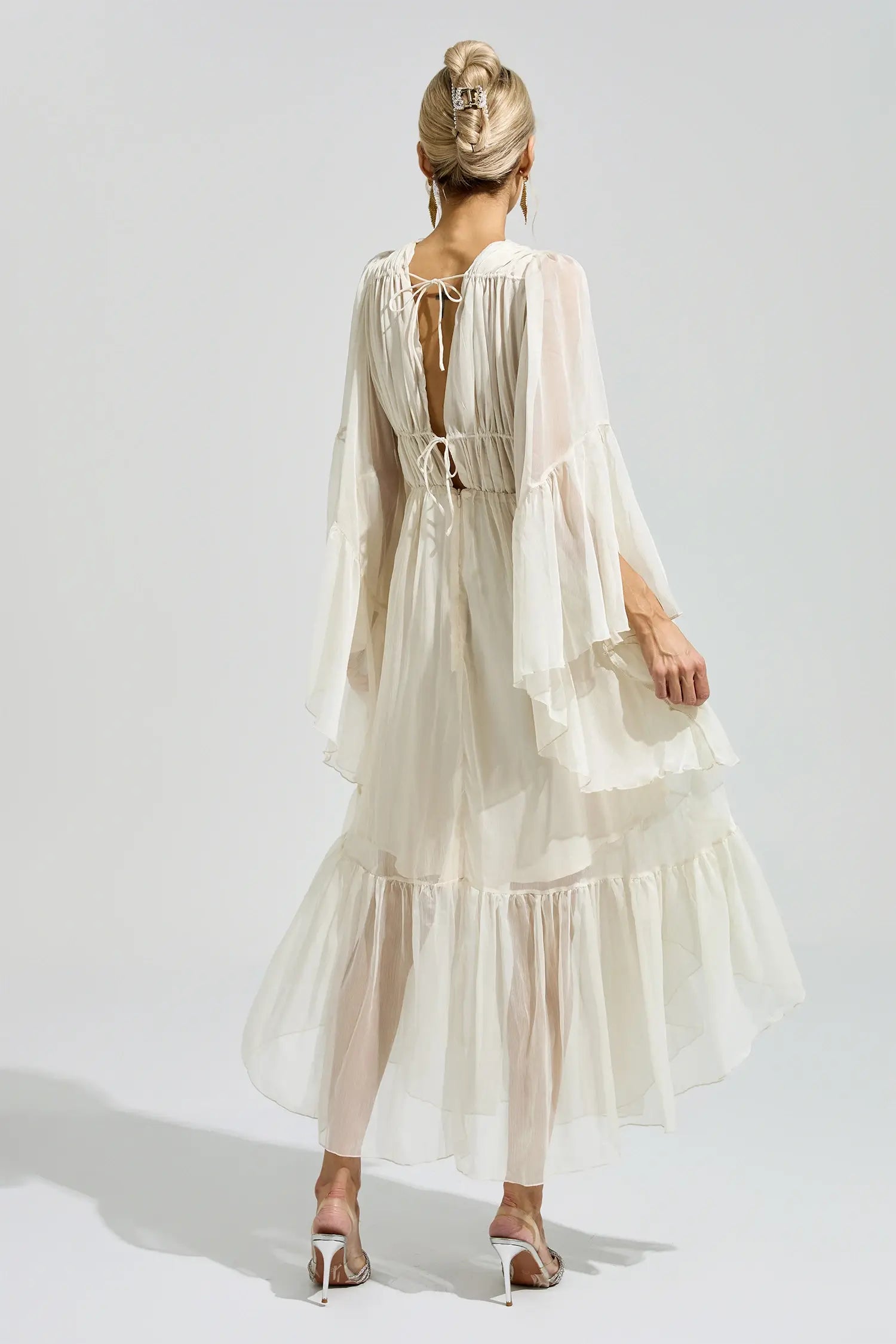 Natalia Beige Ruffle Maxi Dress