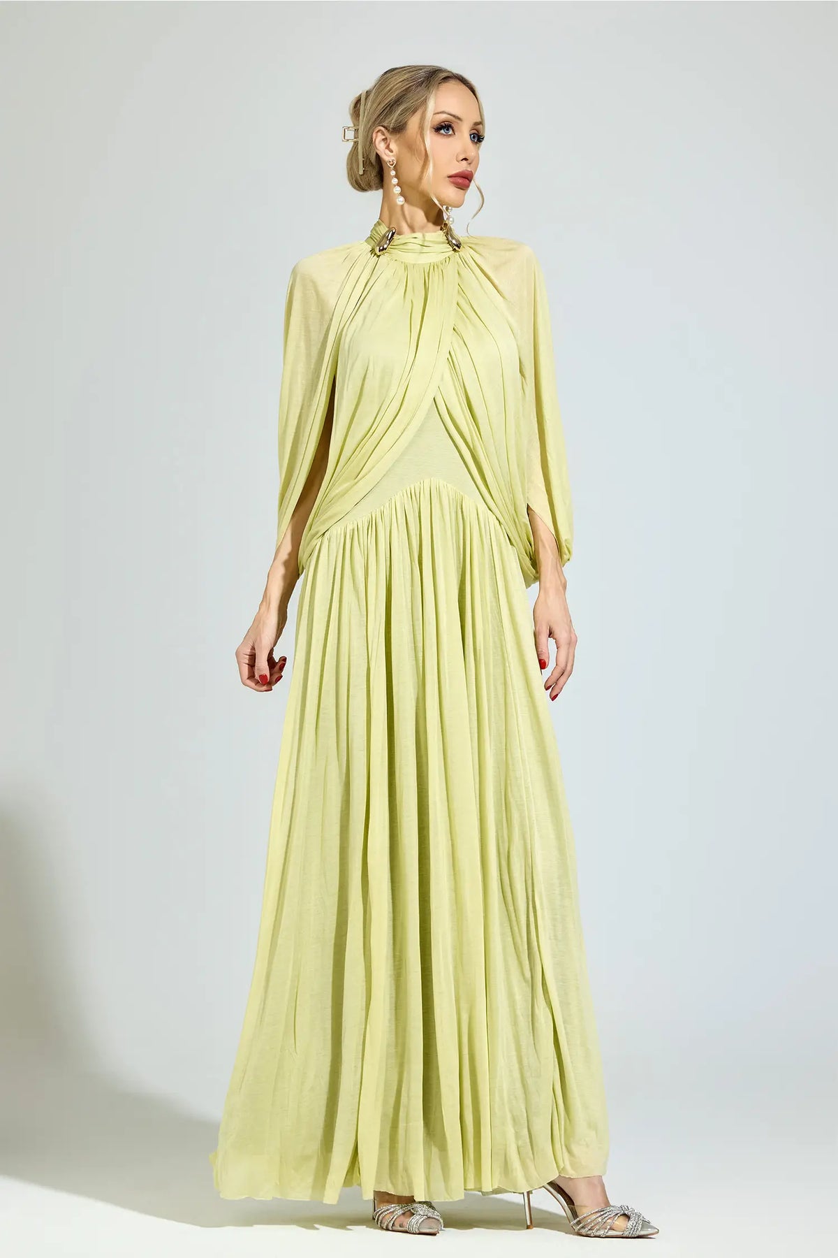 Michelle Green Pleated Maxi Dress