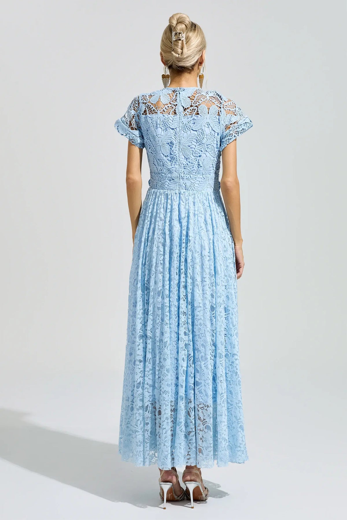 Marlowe Blue Lace Floral Maxi Dress