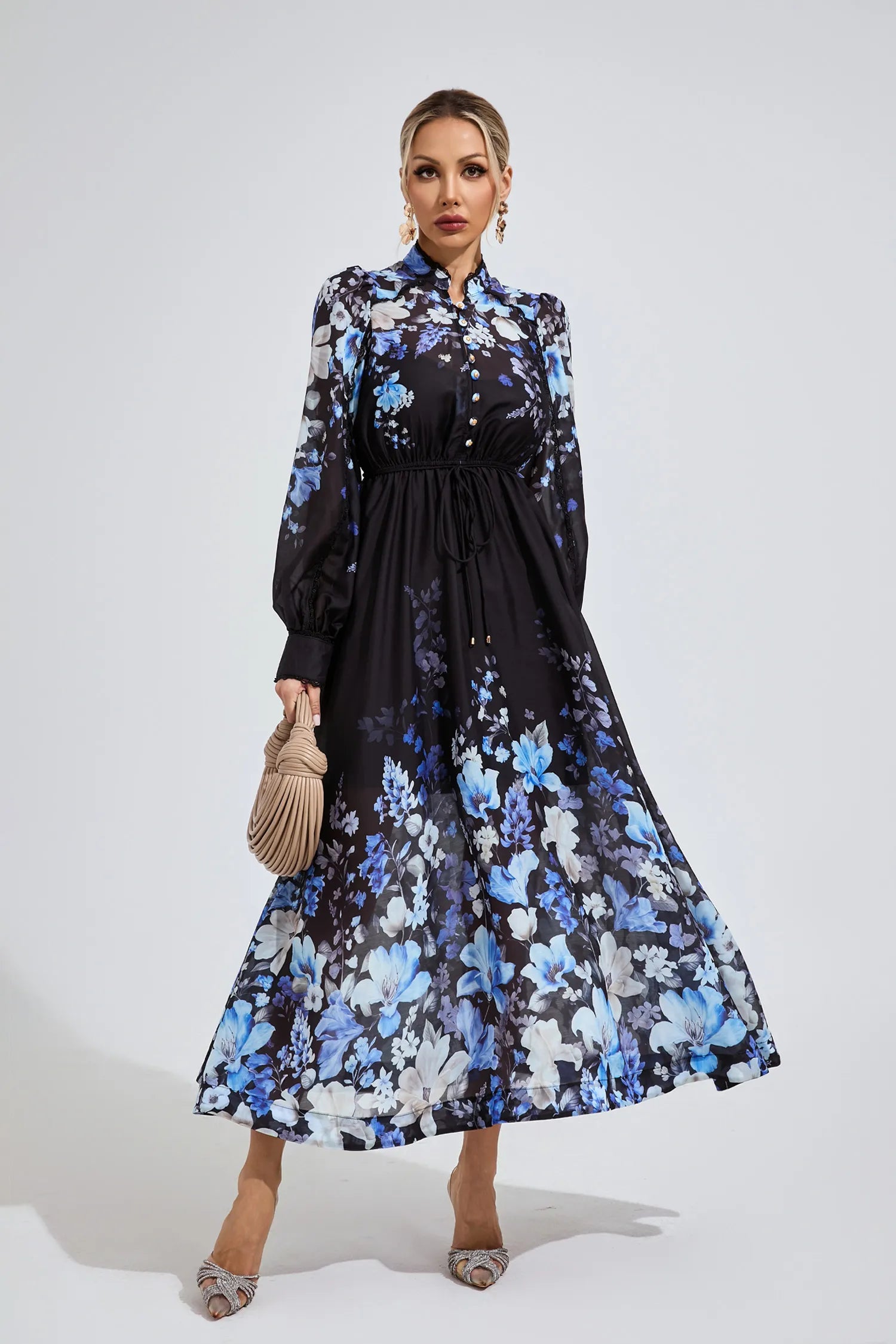 Mandy Black Floral Maxi Dress