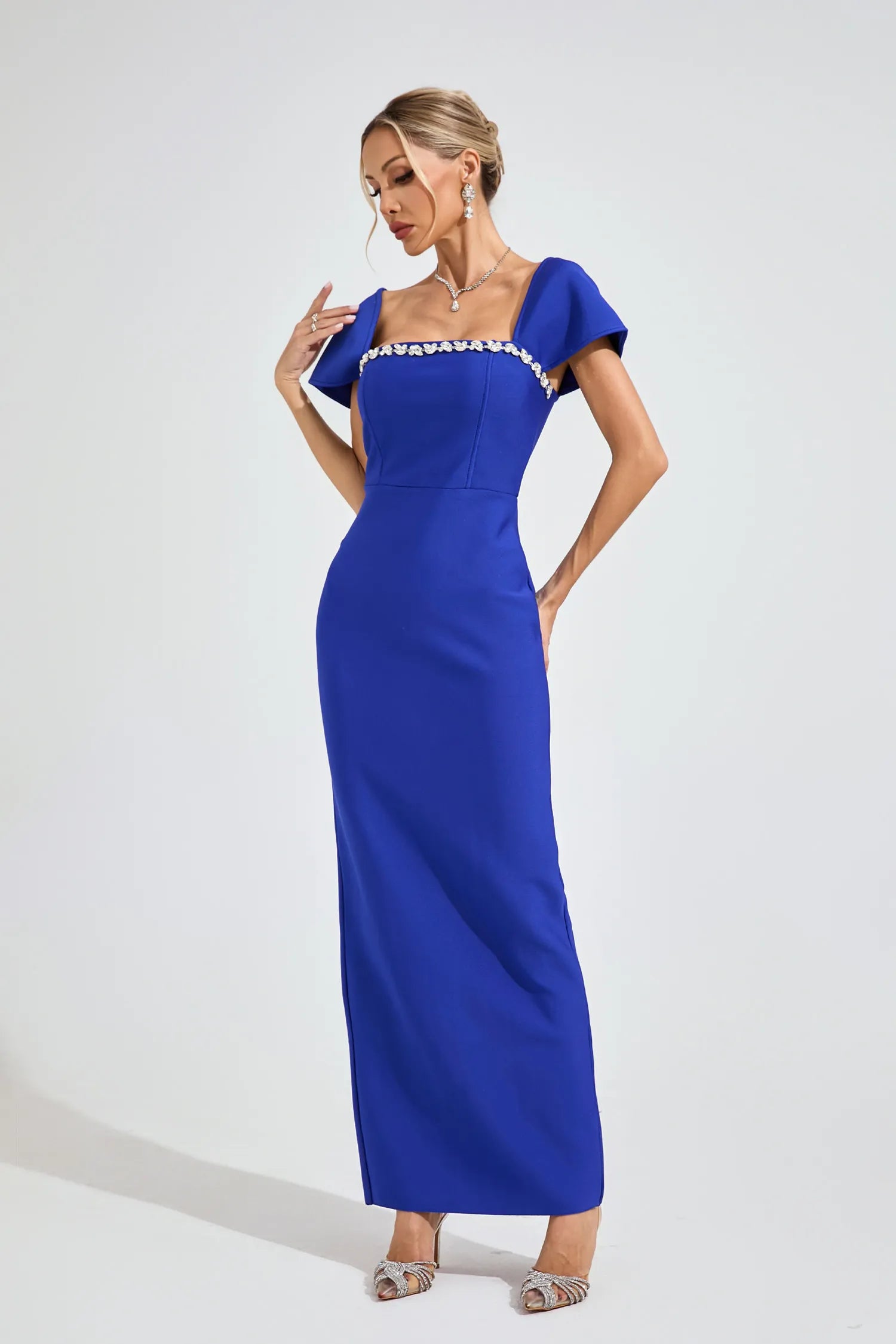 Lousia Blue Diamond Maxi Dress