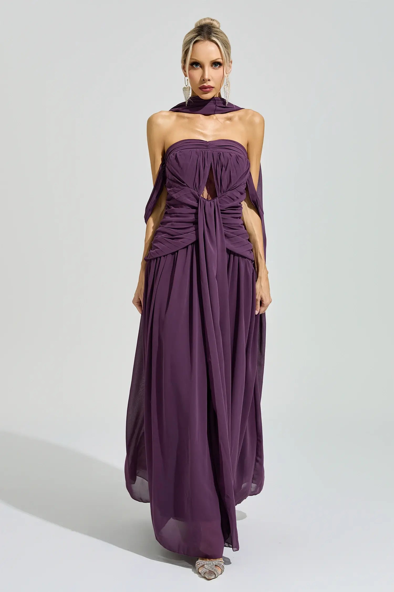 Alyssa Purple Halter Neck Maxi Dress
