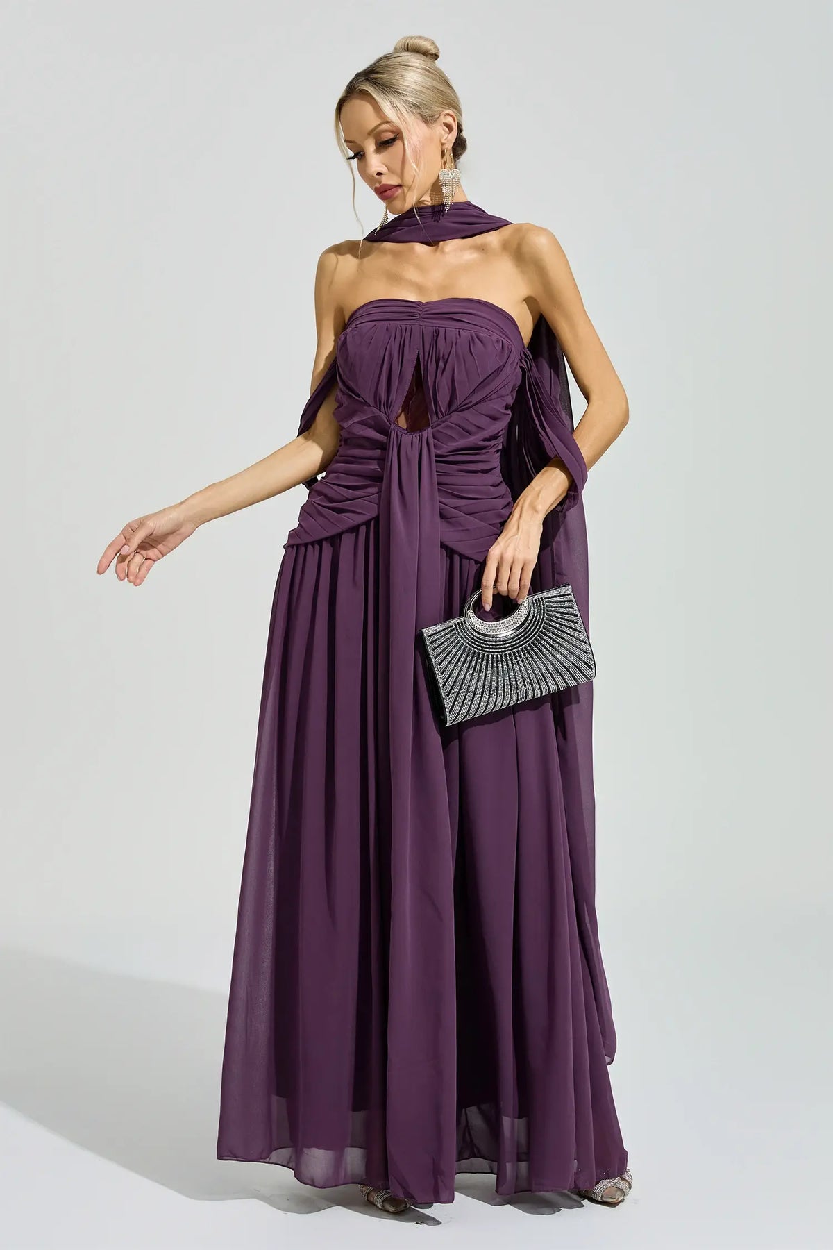 Alyssa Purple Halter Neck Maxi Dress