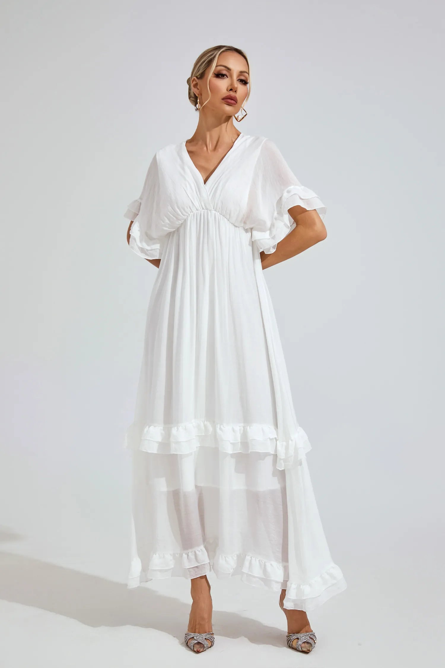 Jolene White A-line Skater Maxi Dress