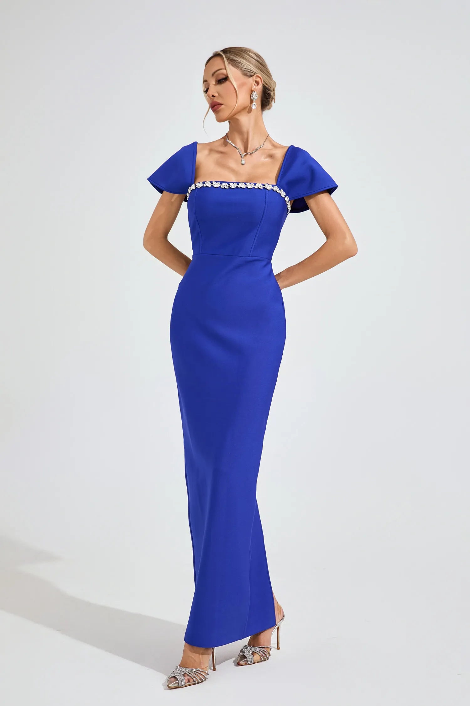 Lousia Blue Diamond Maxi Dress