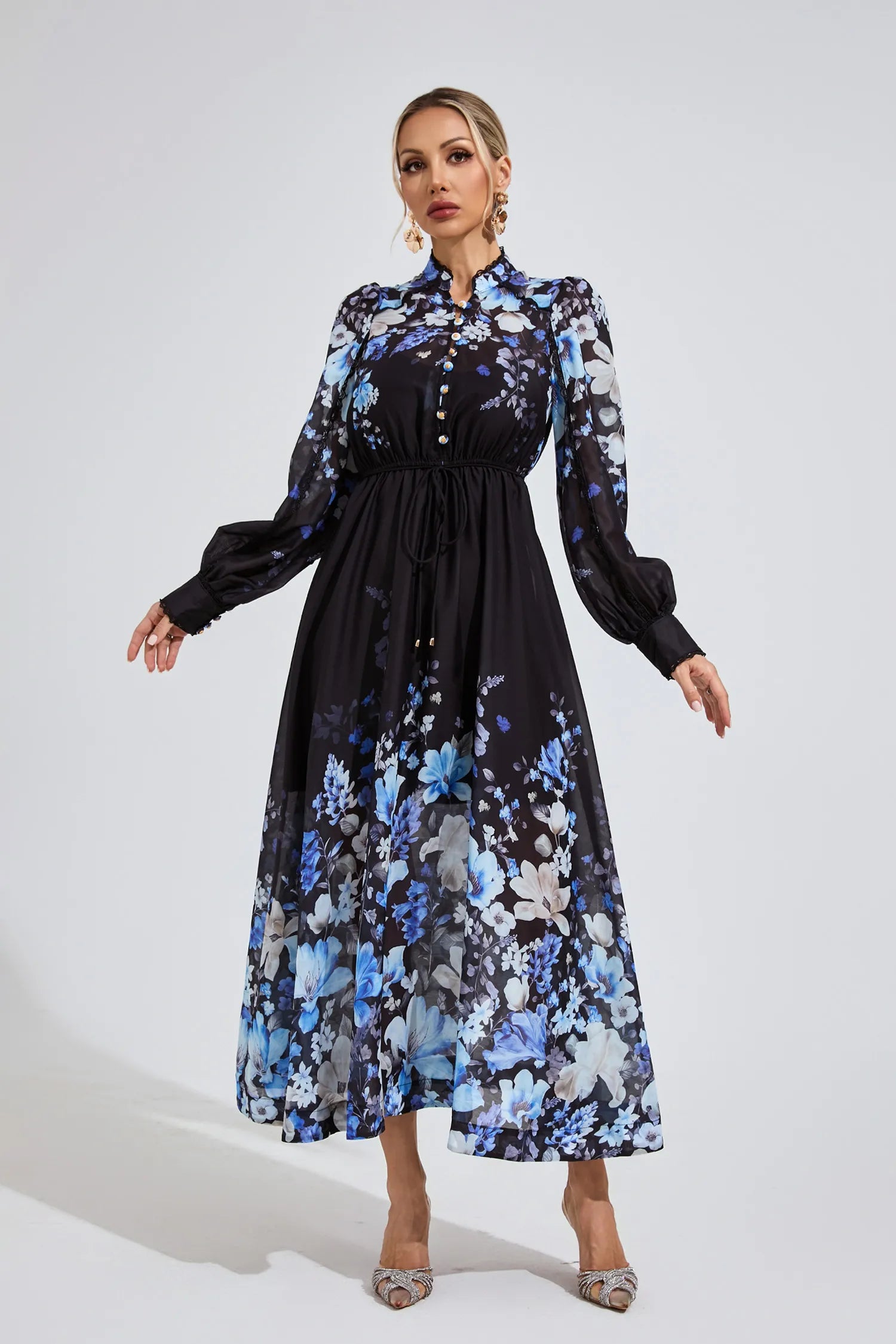 Mandy Black Floral Maxi Dress