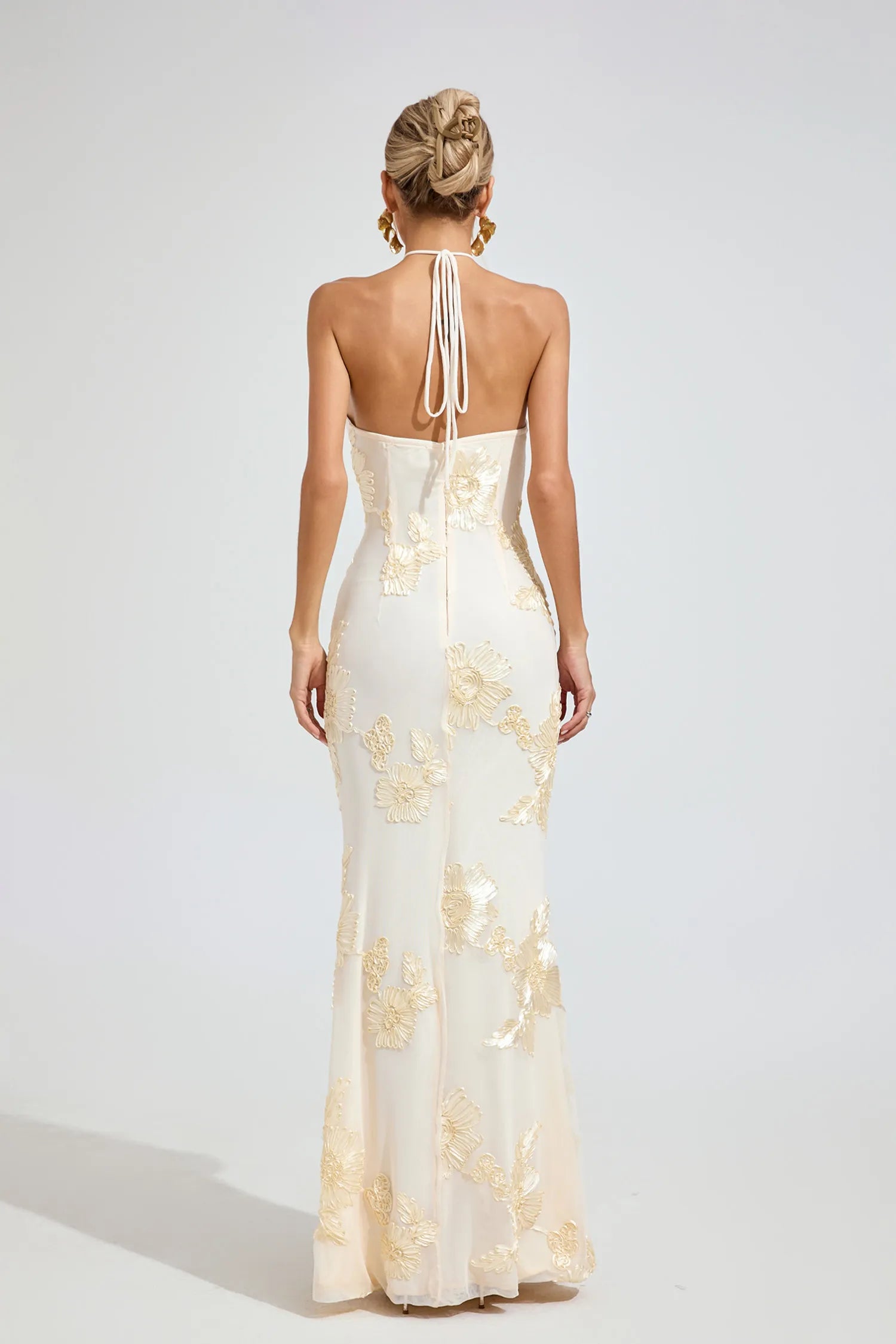 Ife Beige Strapless Maxi Dress