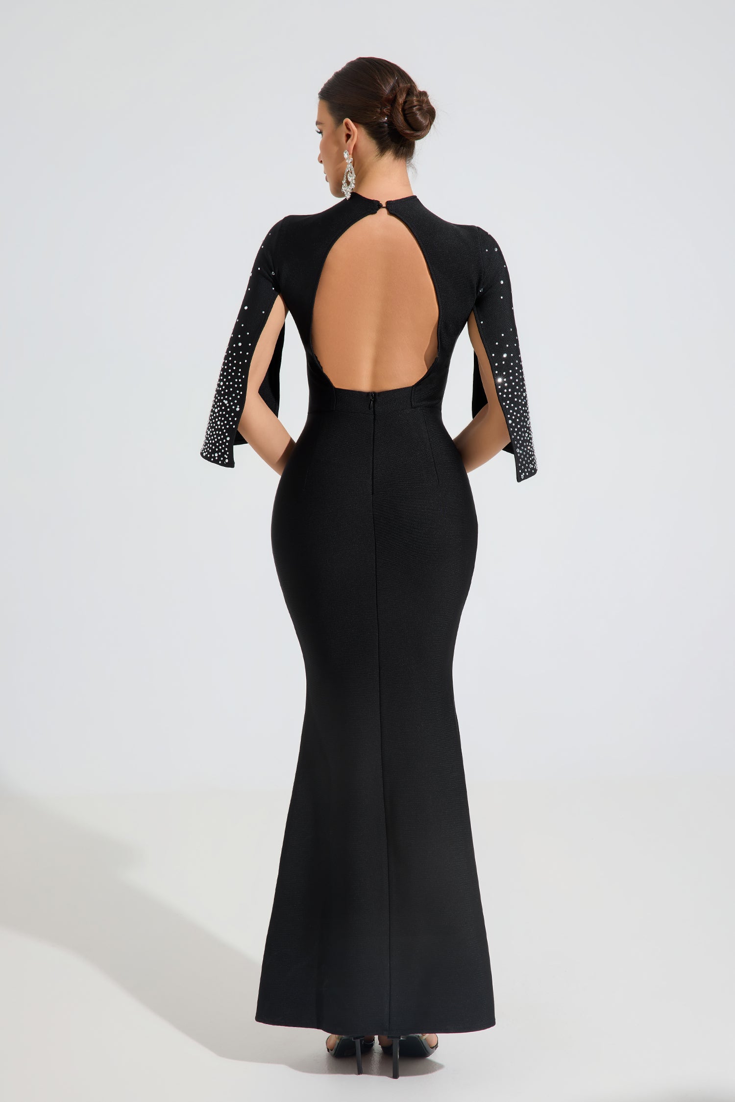 Reese Noir Crystal Elegance Maxi Dress