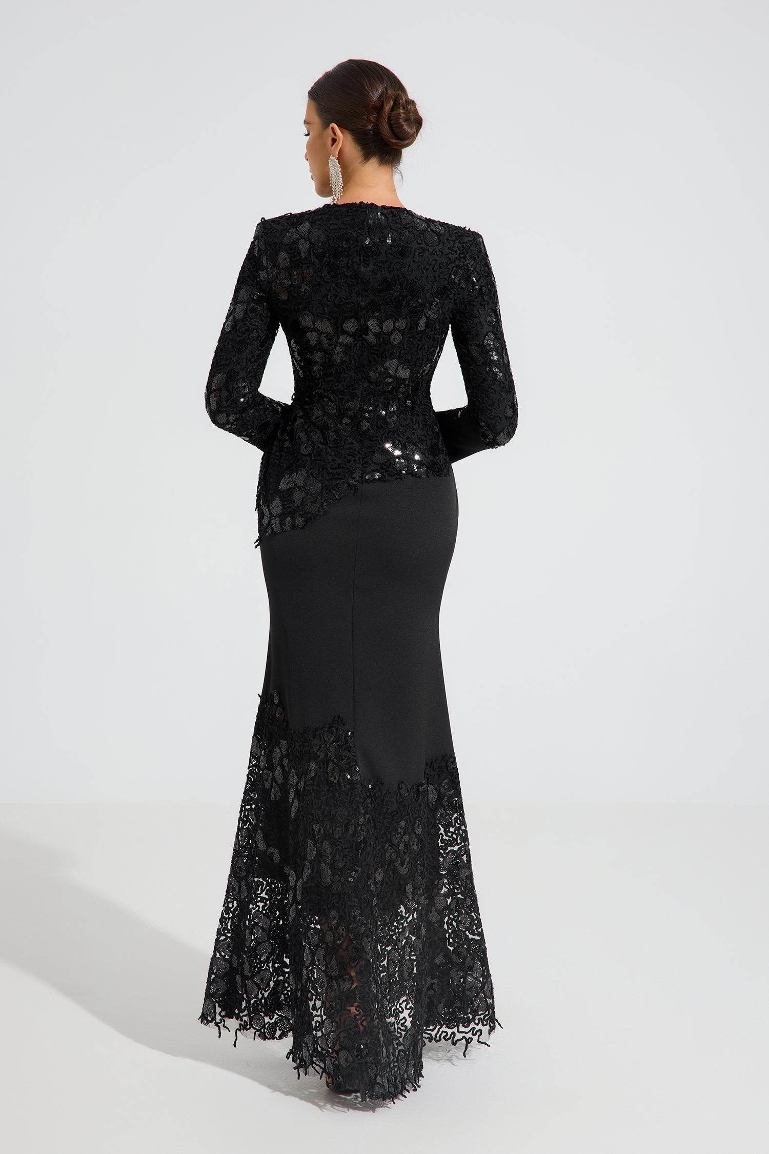 Charito Noir Elegance Lace Maxi Dress