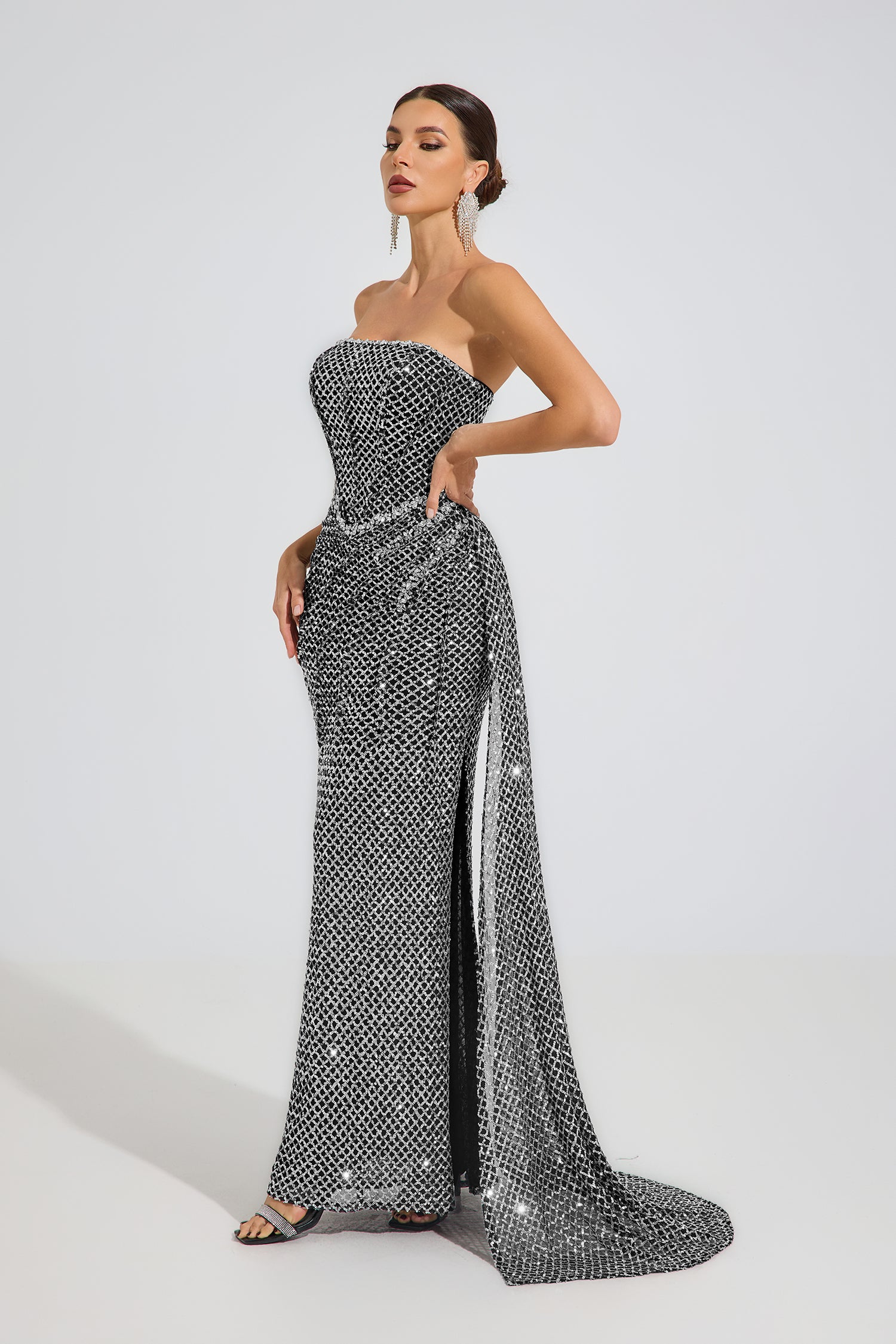 Alexandria Celeste Argent Strapless Maxi Dress