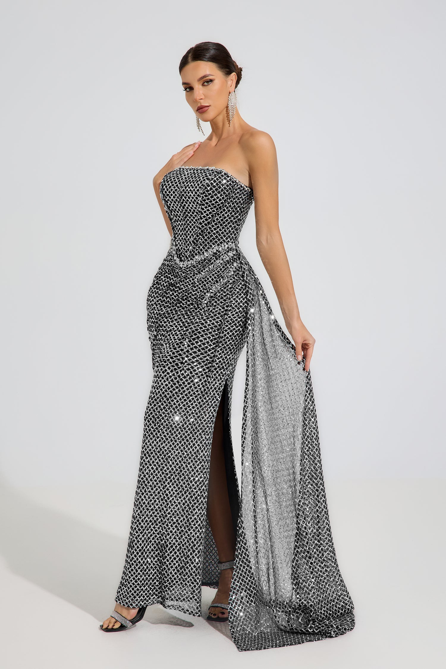 Alexandria Celeste Argent Strapless Maxi Dress