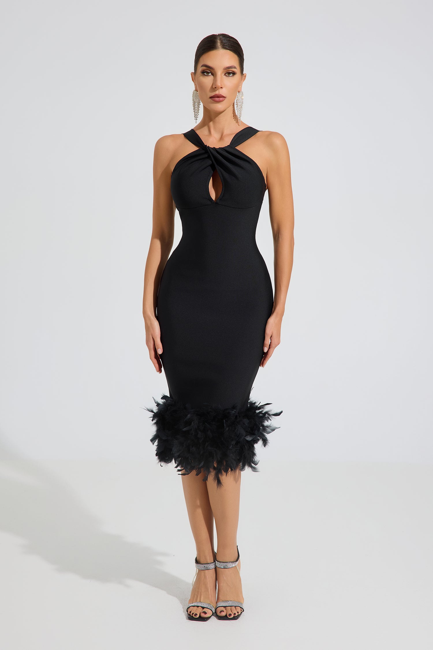 Draven Feather Elegance Midi Dress