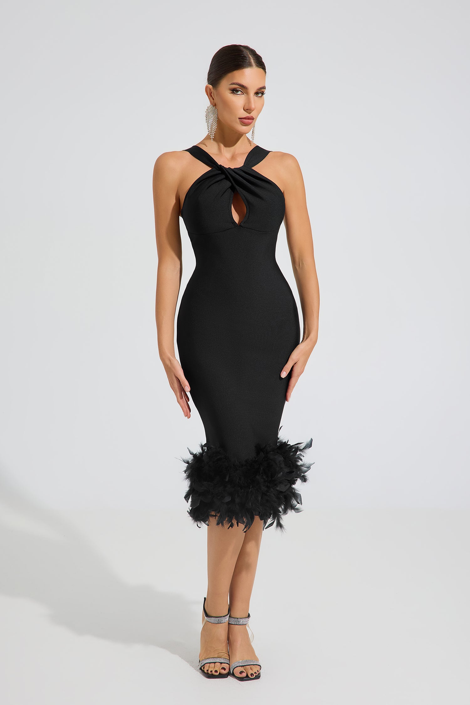 Draven Feather Elegance Midi Dress