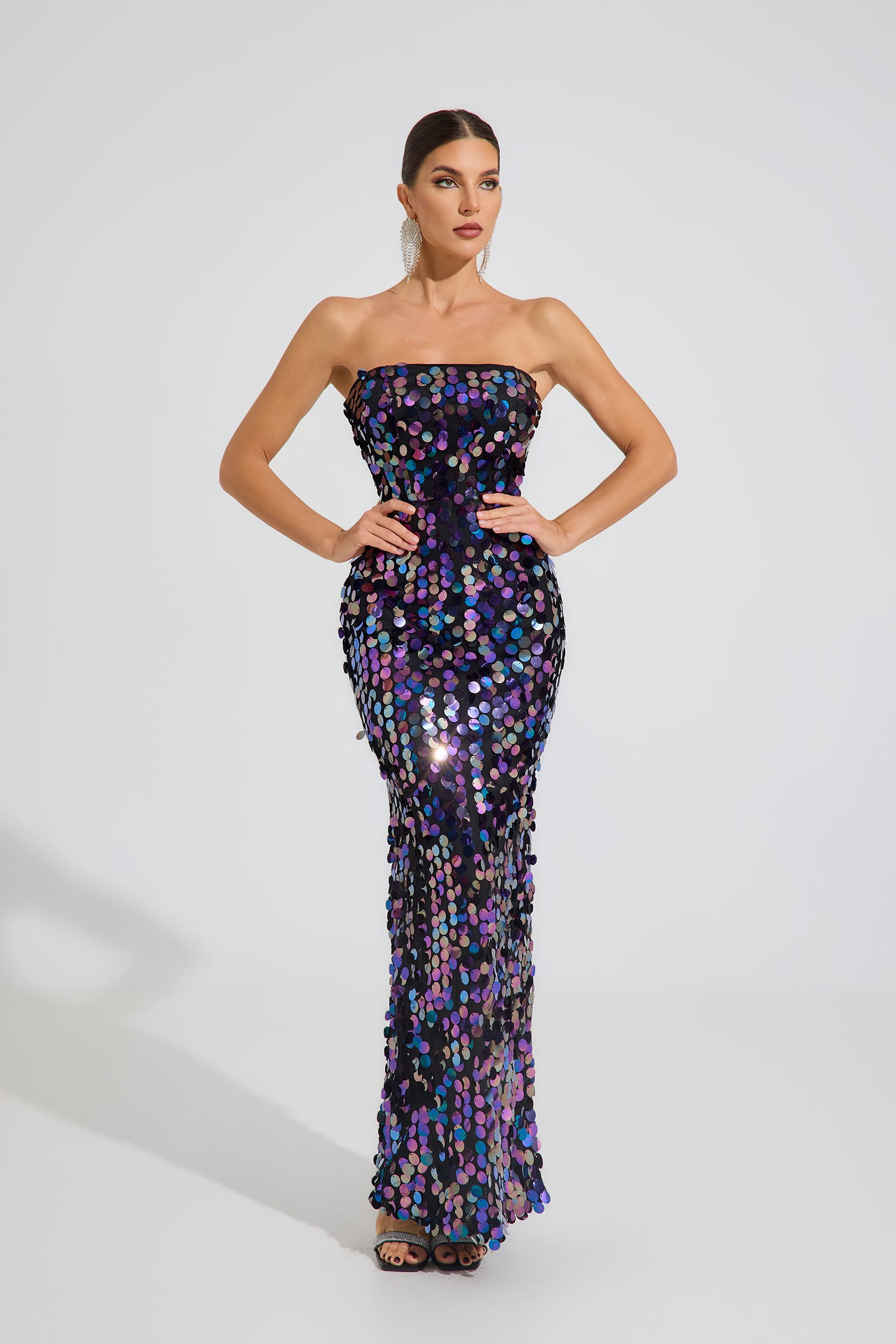 Devon Iridescent Sequin Maxi Dress