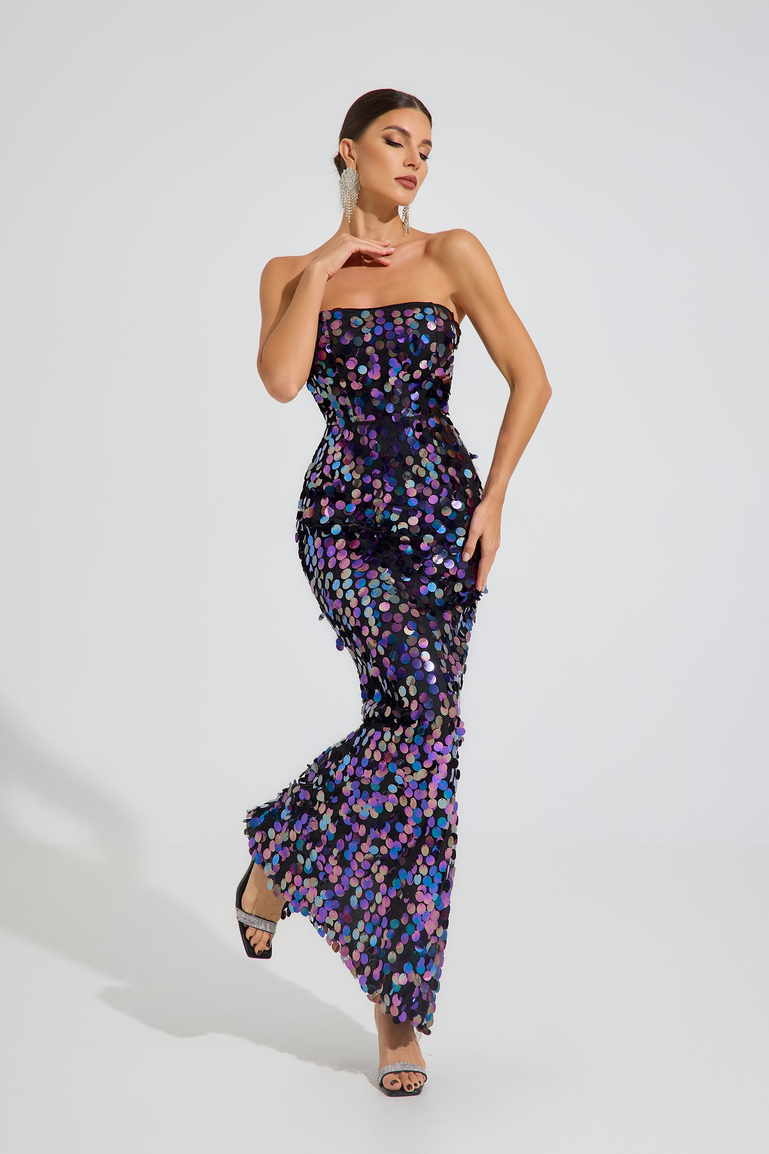 Devon Iridescent Sequin Maxi Dress