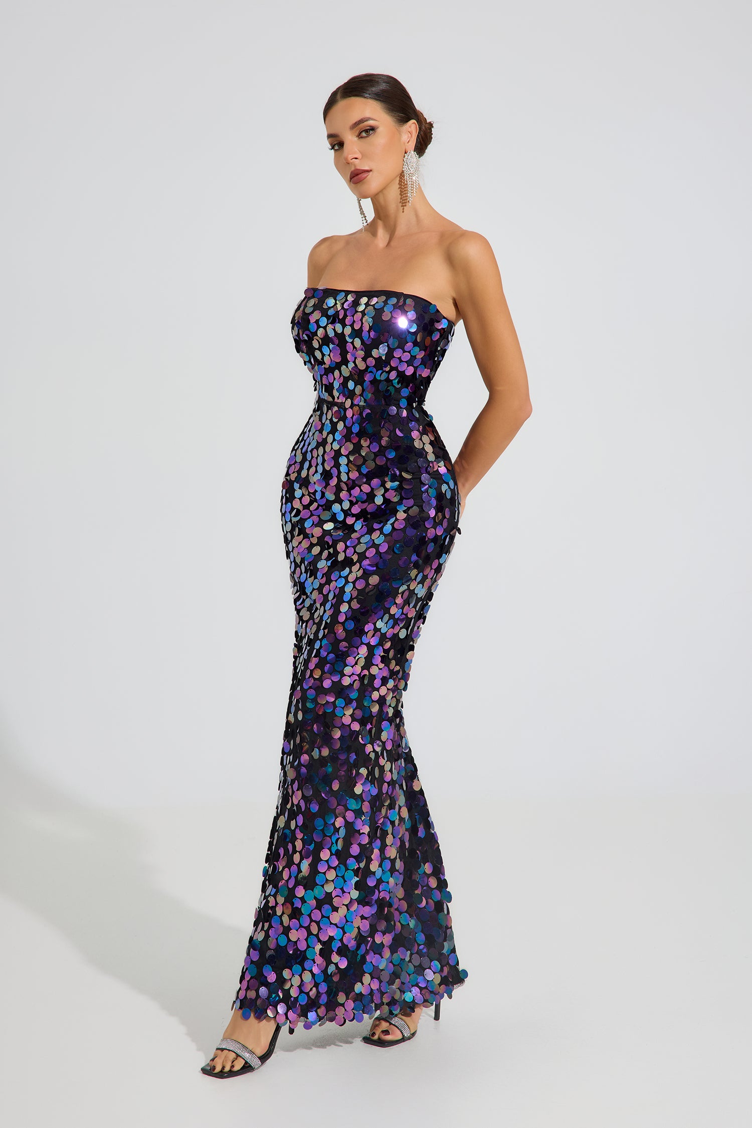 Devon Iridescent Sequin Maxi Dress