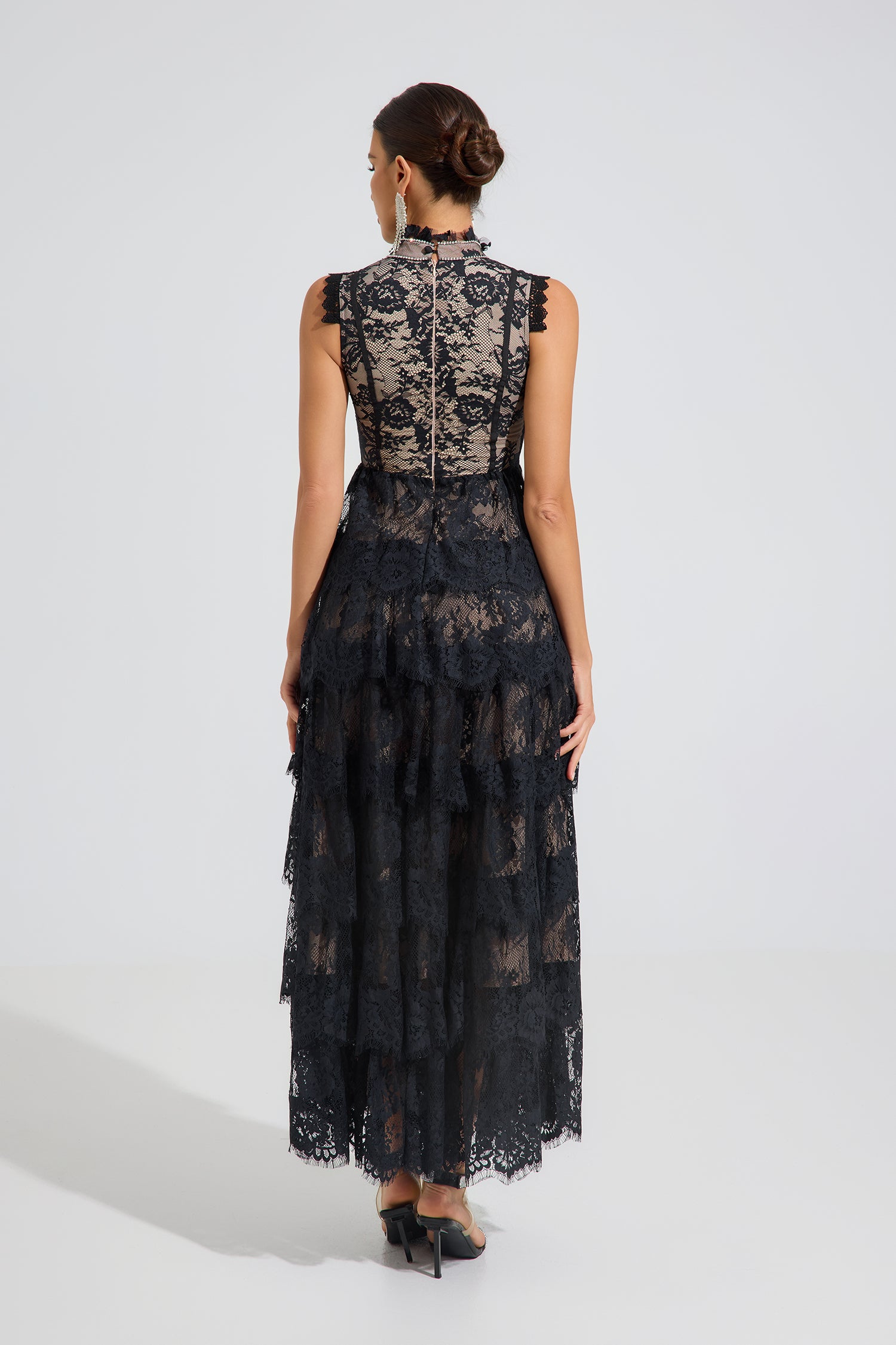 Daphne Midnight Lace Tiered Maxi Dress