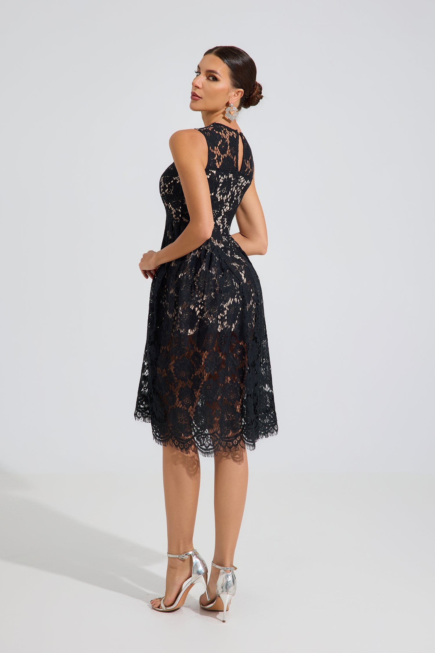 Ashford Noir Lace A-Line Midi Dress