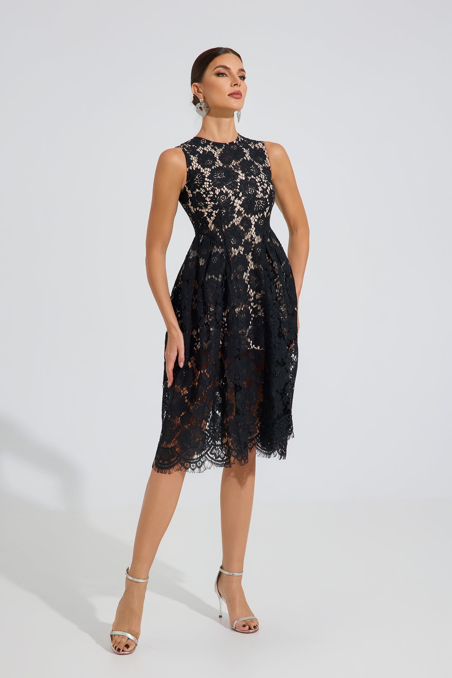Ashford Noir Lace A-Line Midi Dress