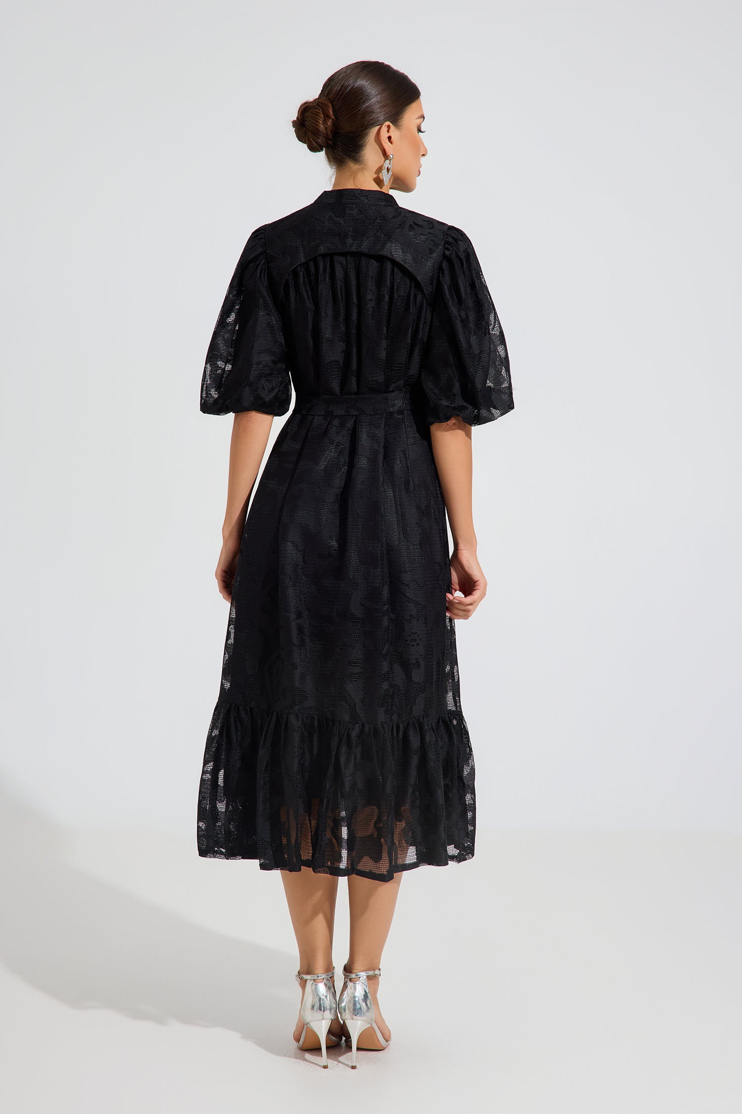 Valmont Noir Grace Belted Midi Dress