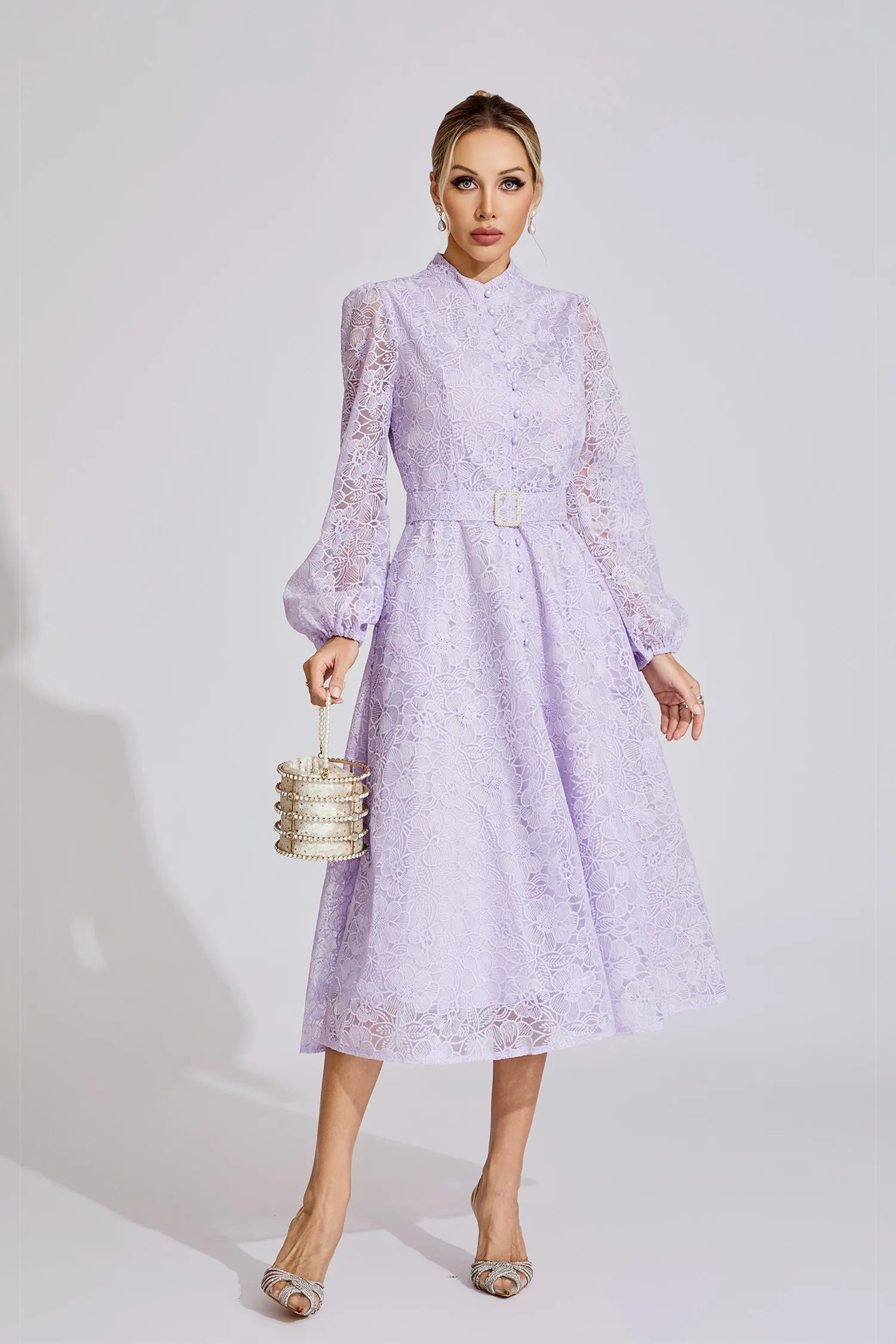 Adley Purple Embroidered Lace Maxi Dress