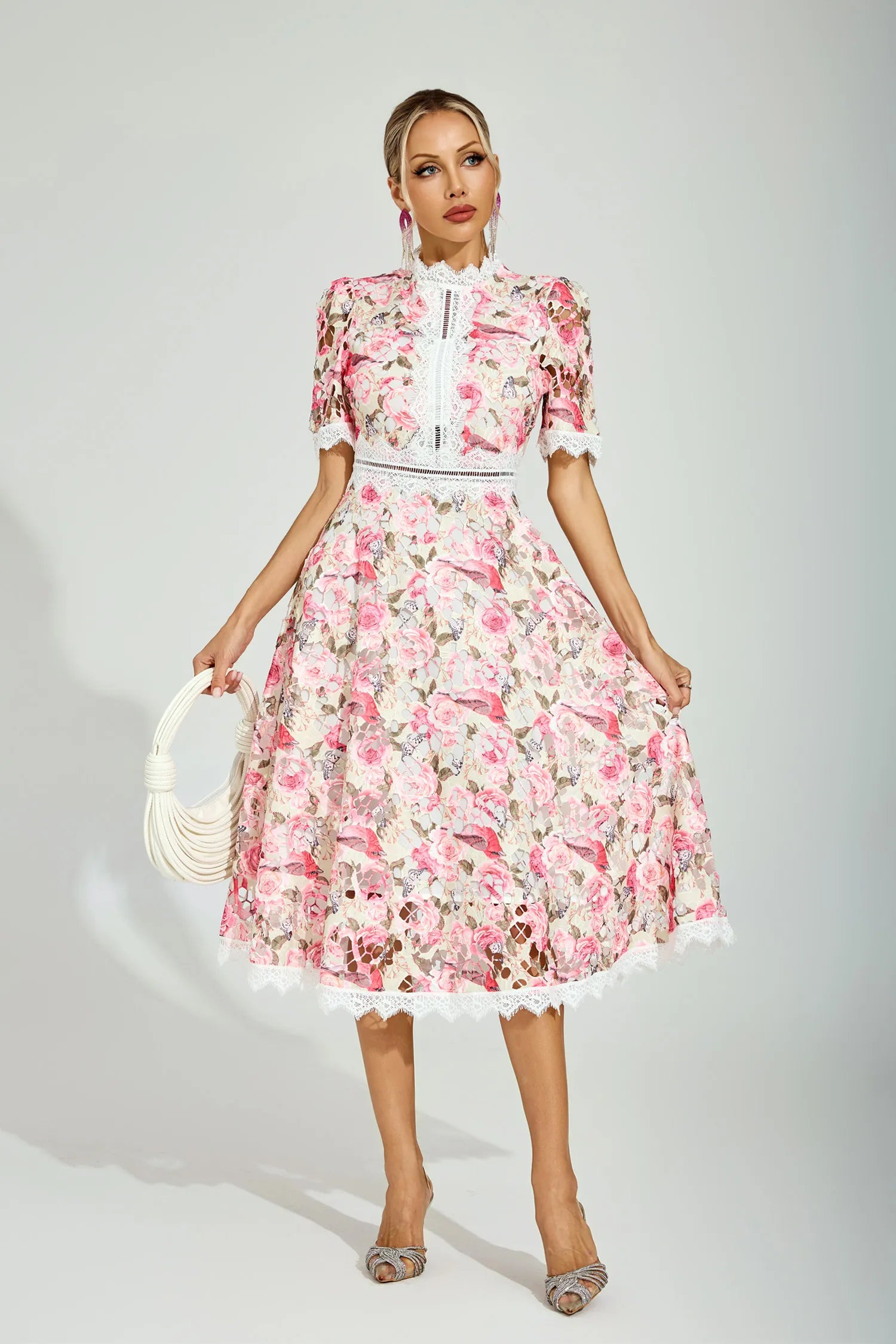 Ainsley Floral Lace Midi Dress