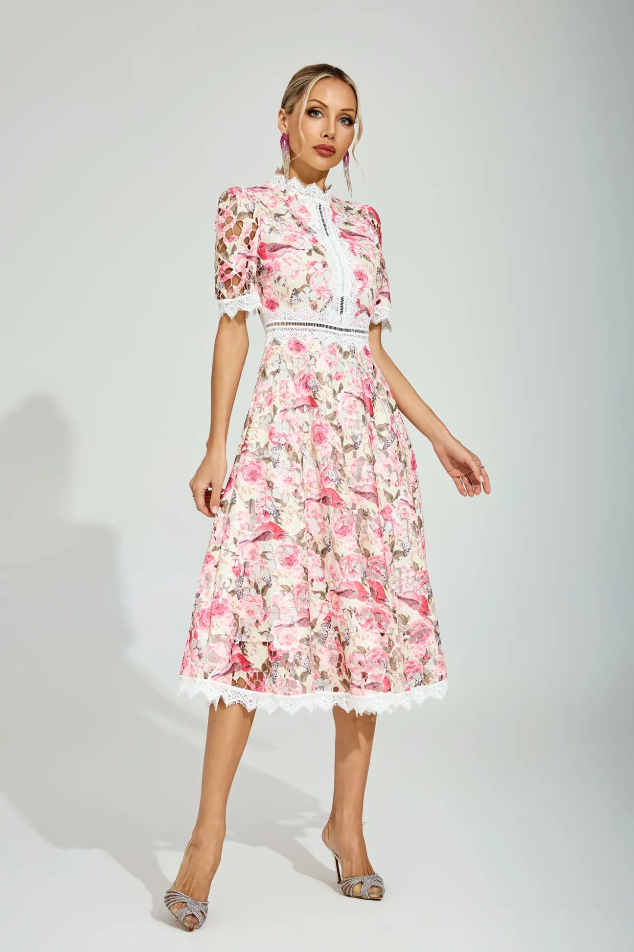 Ainsley Floral Lace Midi Dress