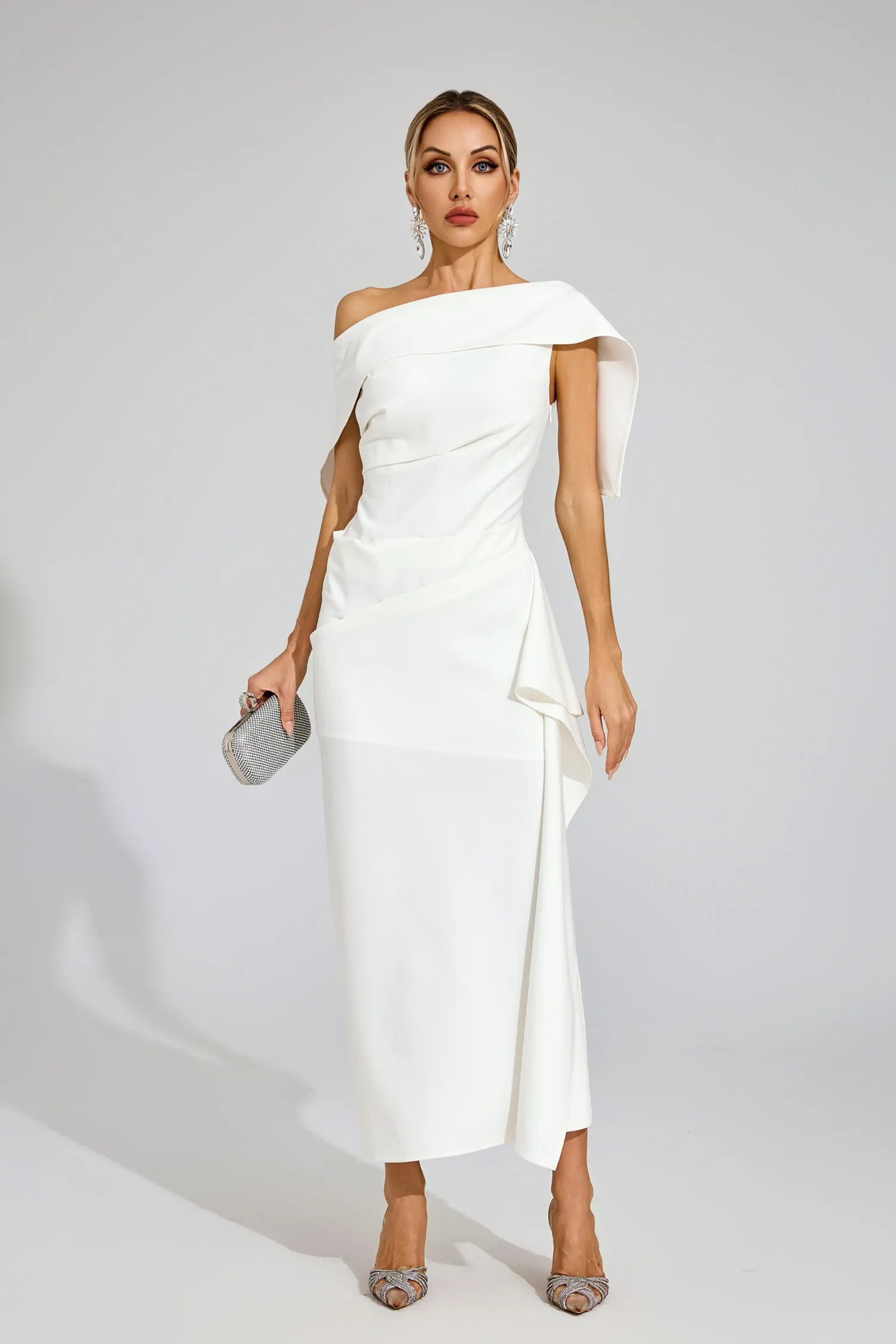 Tiffany White Ruffle Off Shoulder Maxi Dress