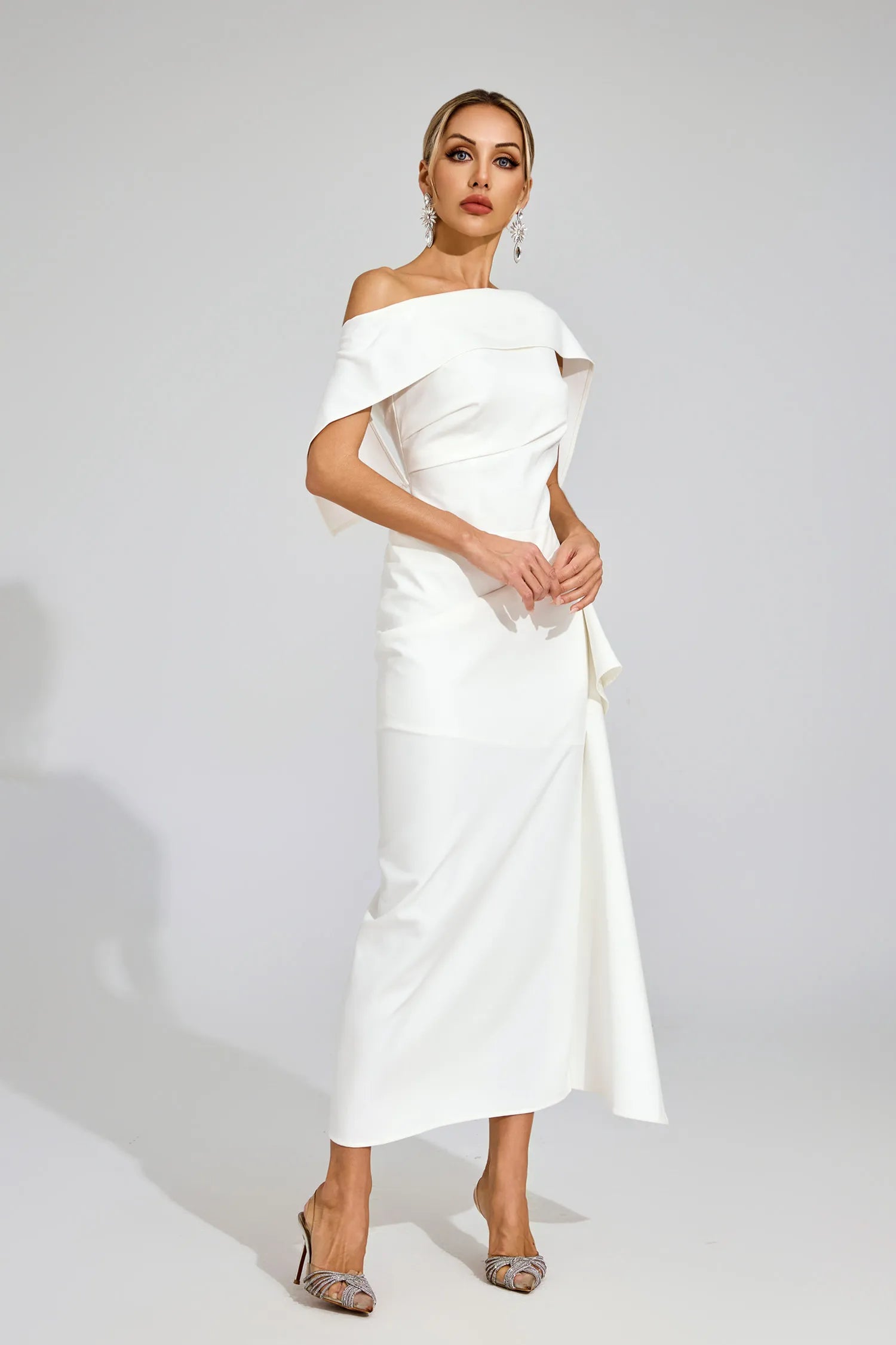 Tiffany White Ruffle Off Shoulder Maxi Dress