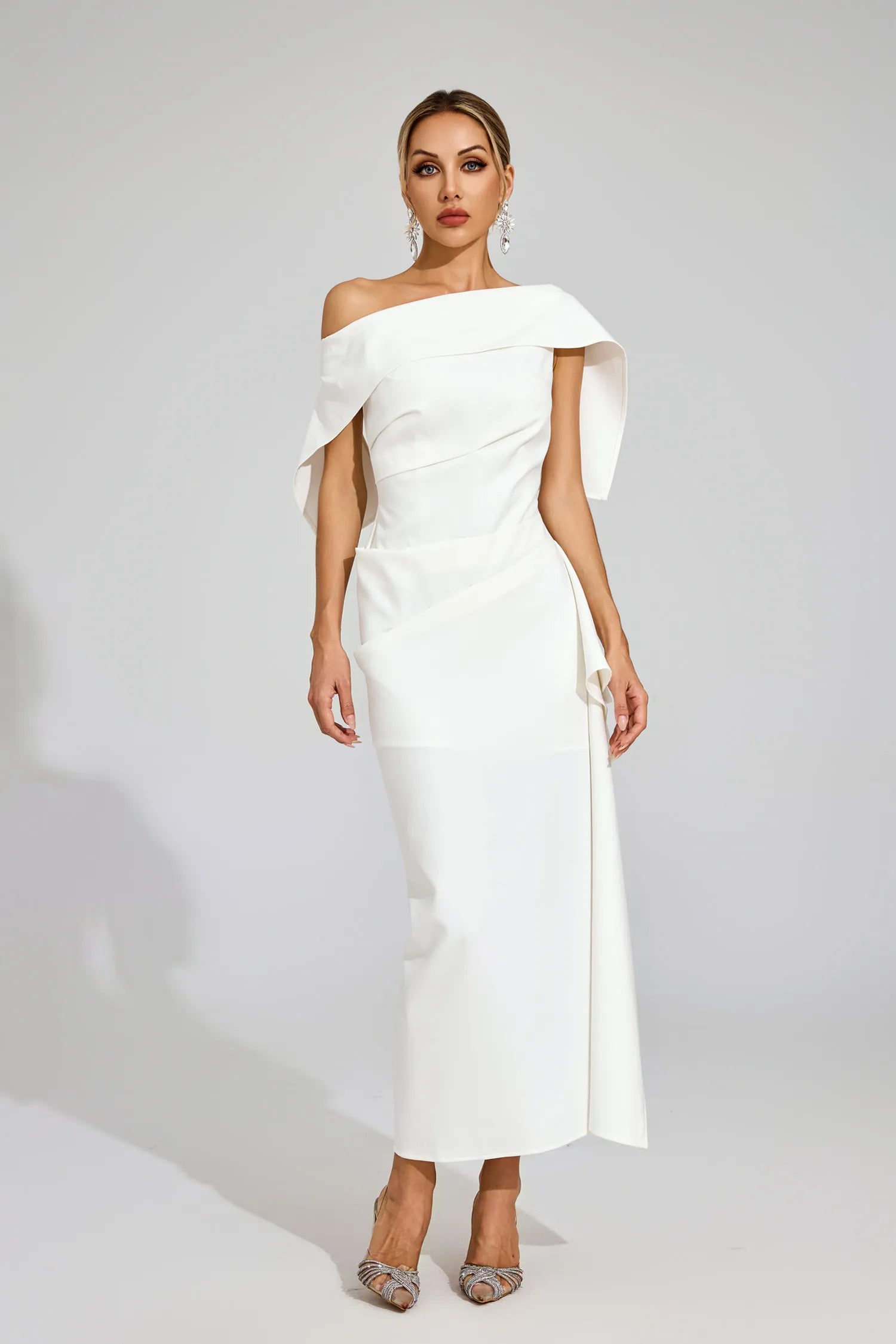 Tiffany White Ruffle Off Shoulder Maxi Dress