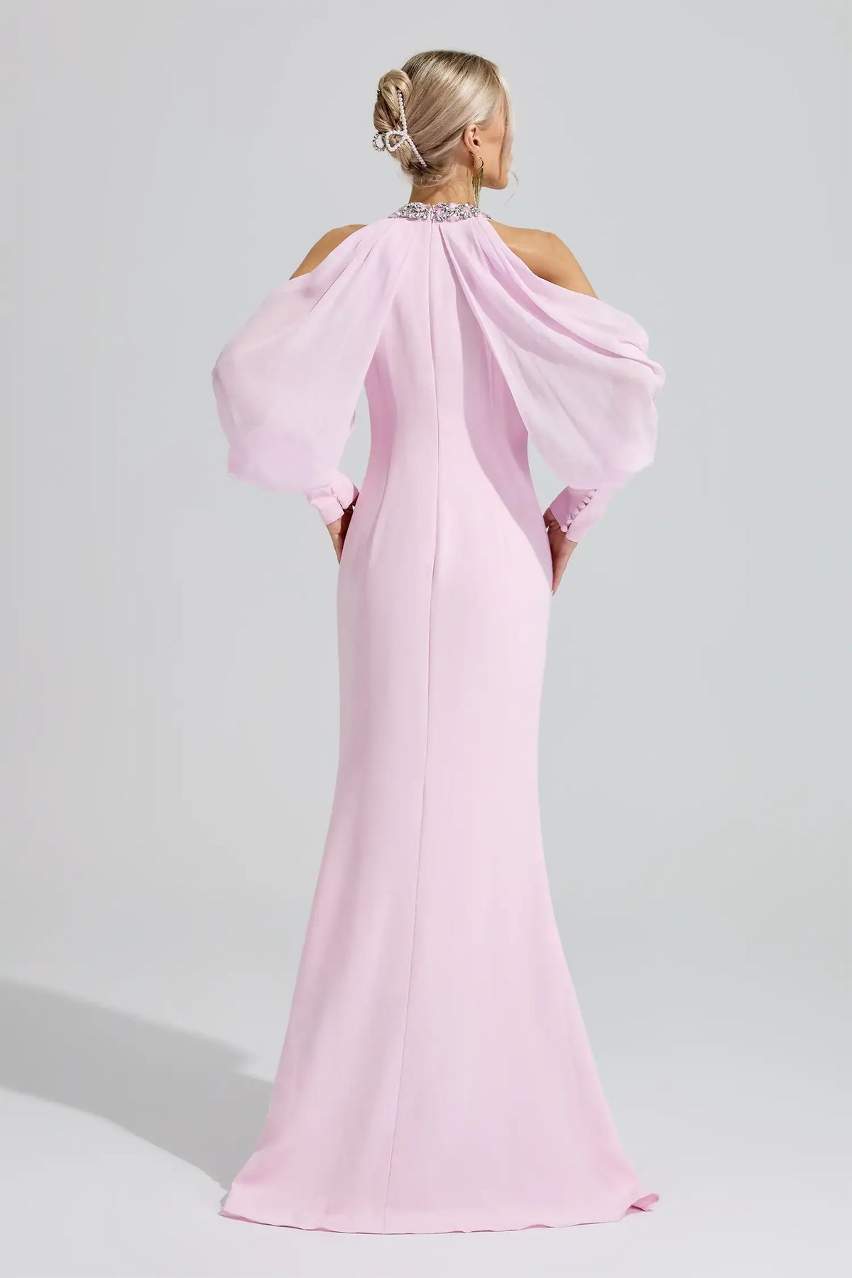 Briar Pink Halter Neck Rhinestone Maxi Dress