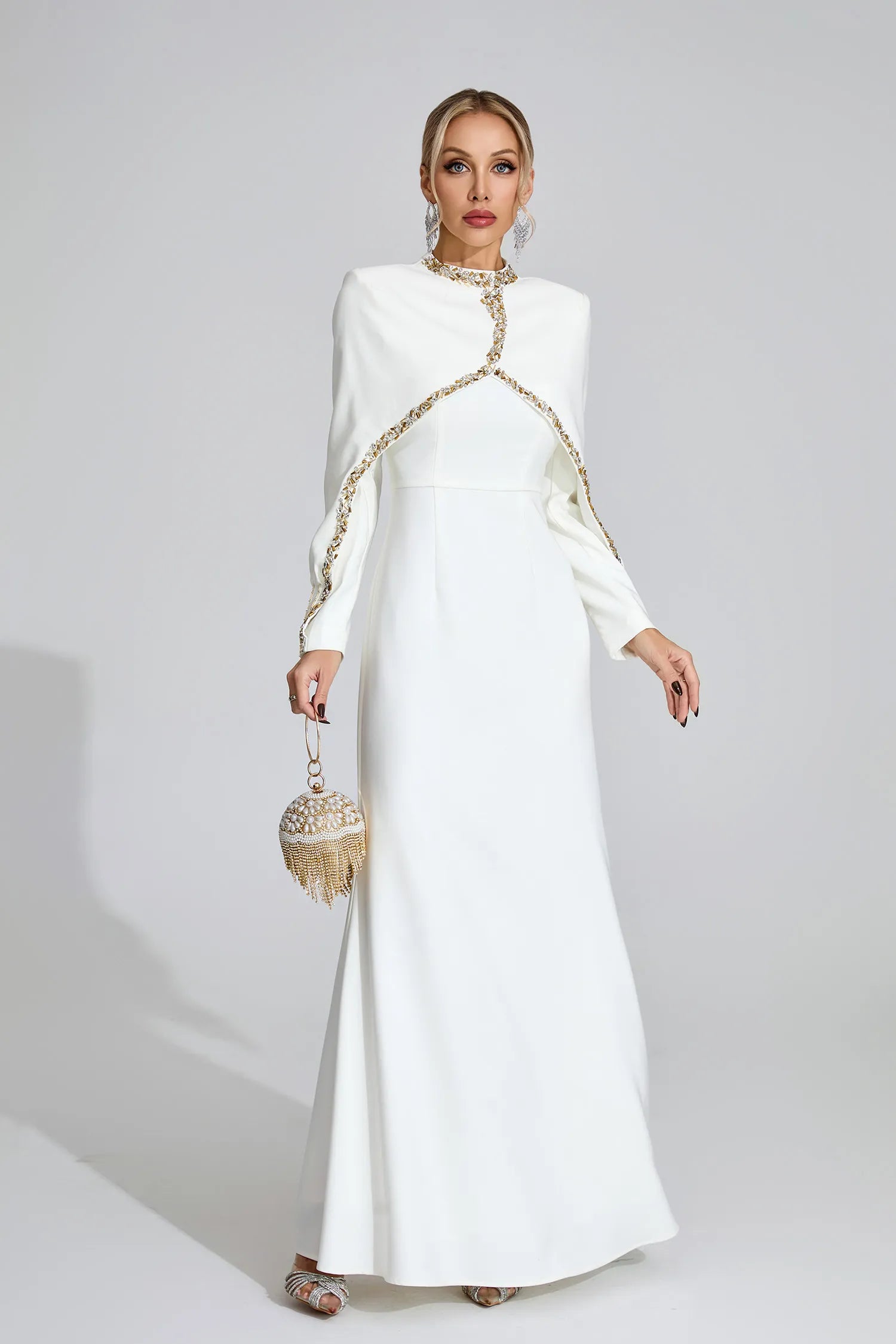 Amaris White Chain Maxi Dress
