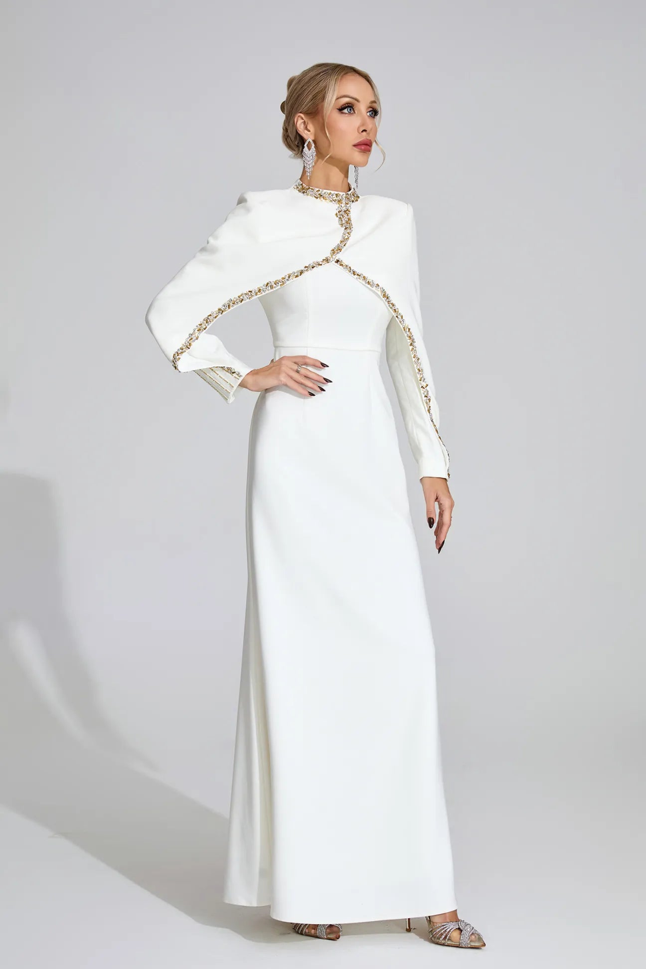 Amaris White Chain Maxi Dress