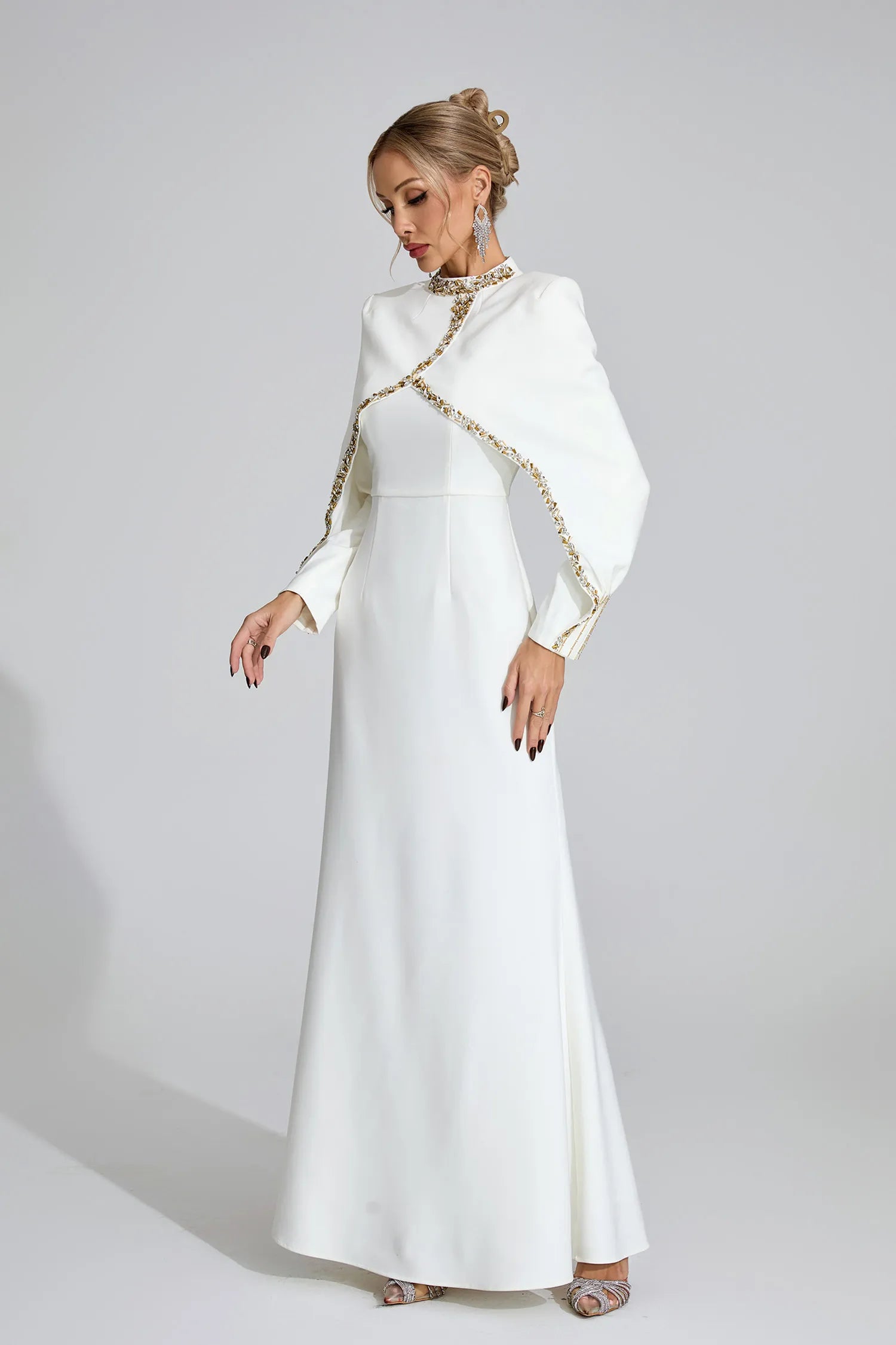 Amaris White Chain Maxi Dress