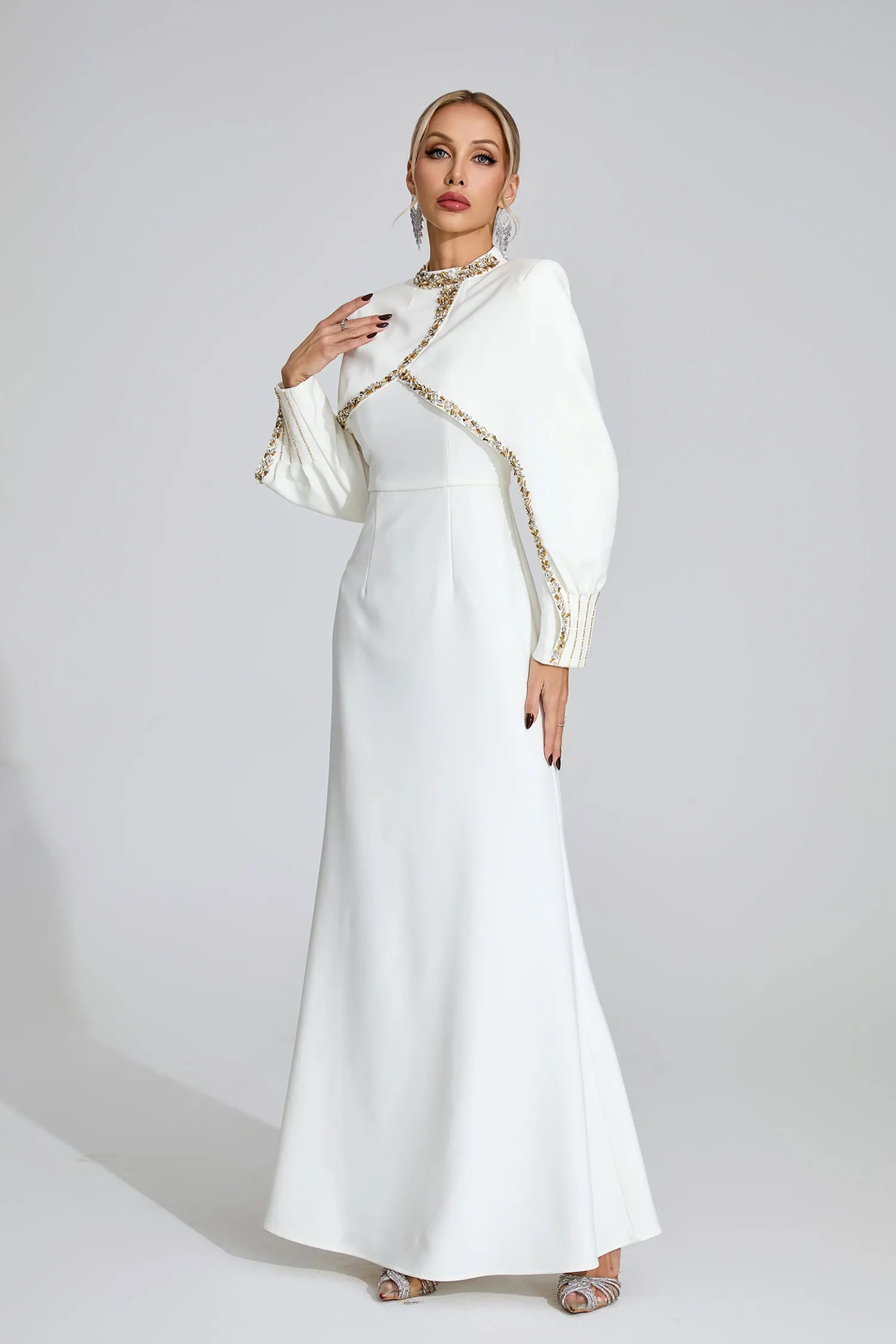 Amaris White Chain Maxi Dress