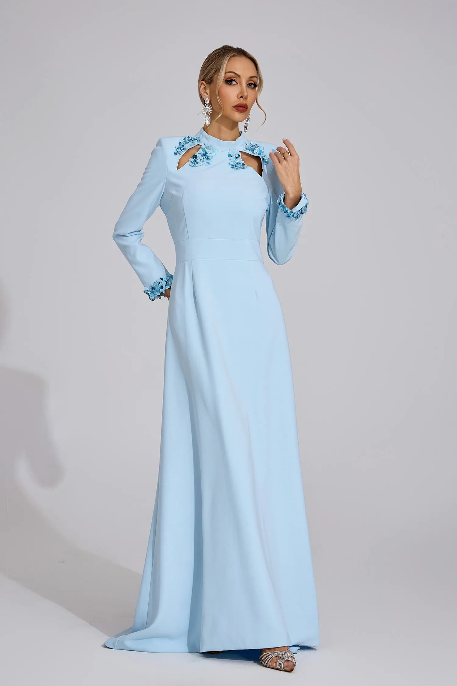 Zivra Light Blue Mermaid Maxi Dress