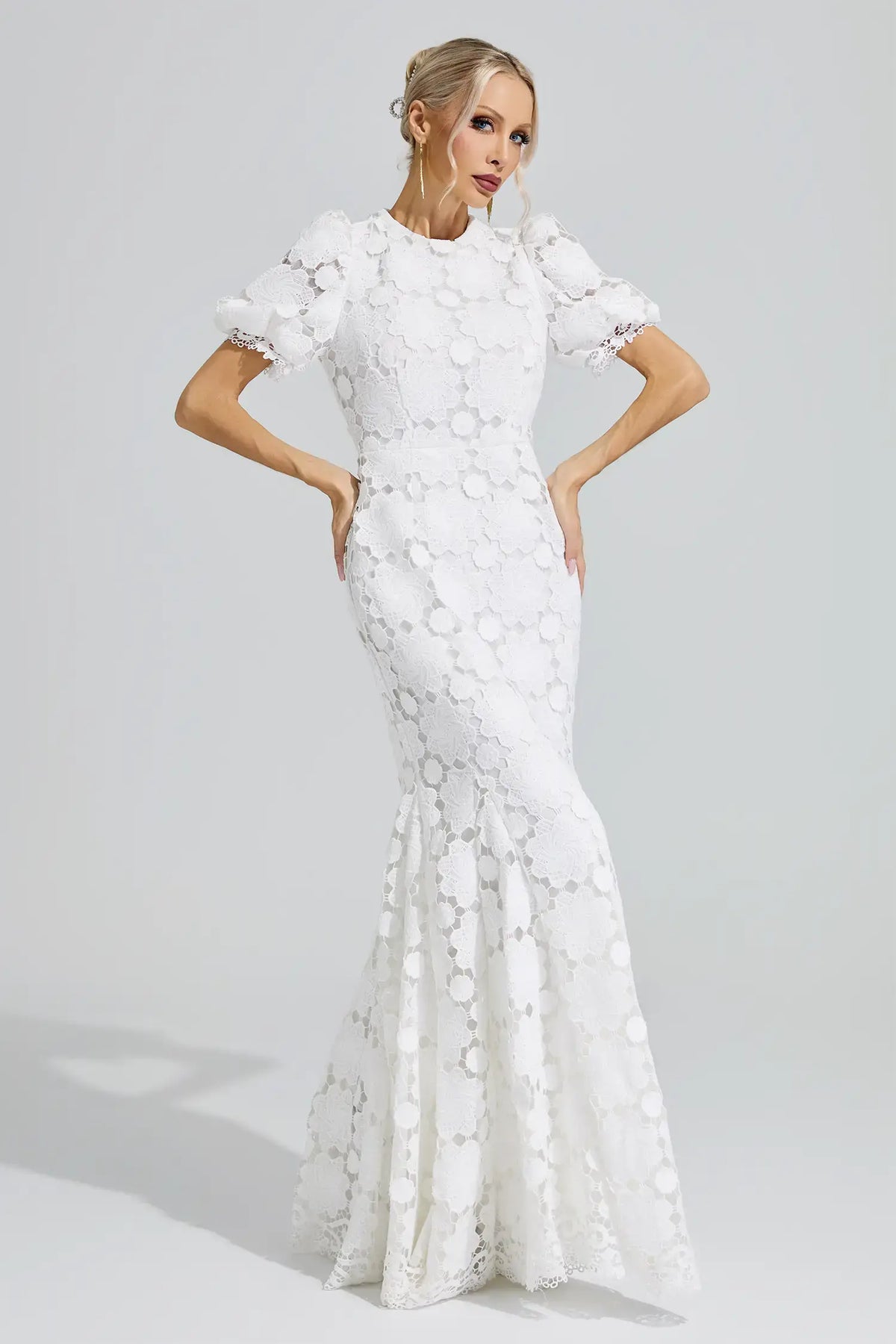 Lirael White Lace Cutout Maxi Dress