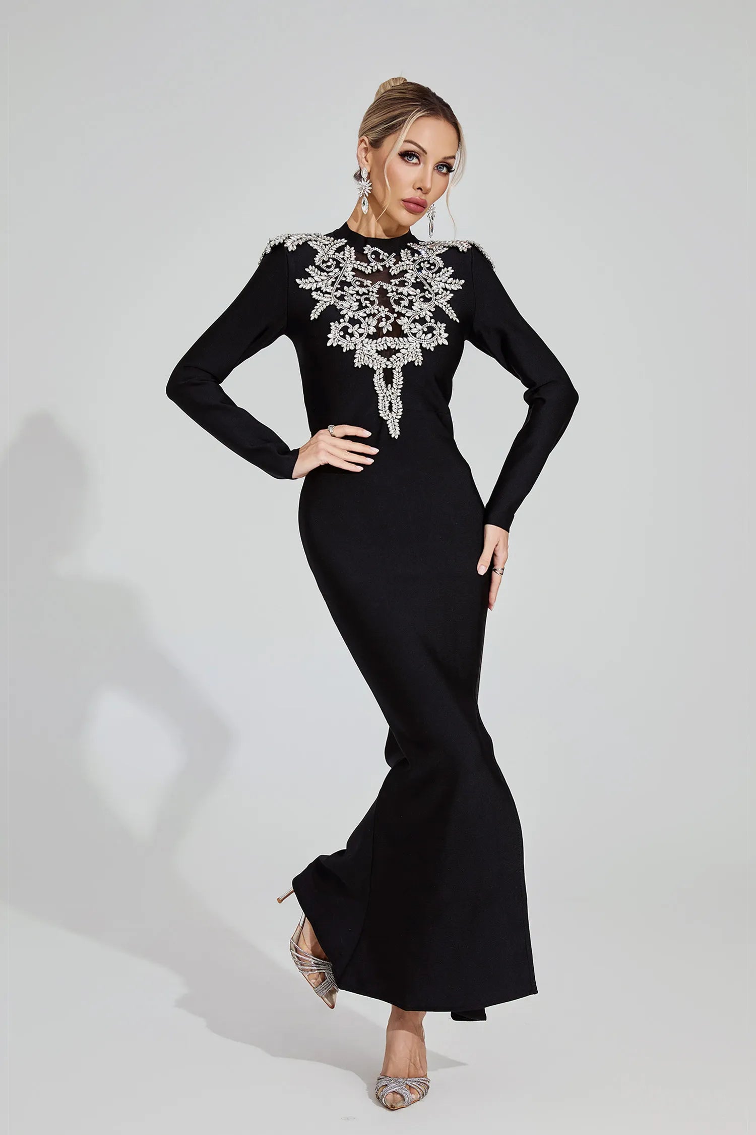 Linnea Black Diamond Bandage Maxi Dress