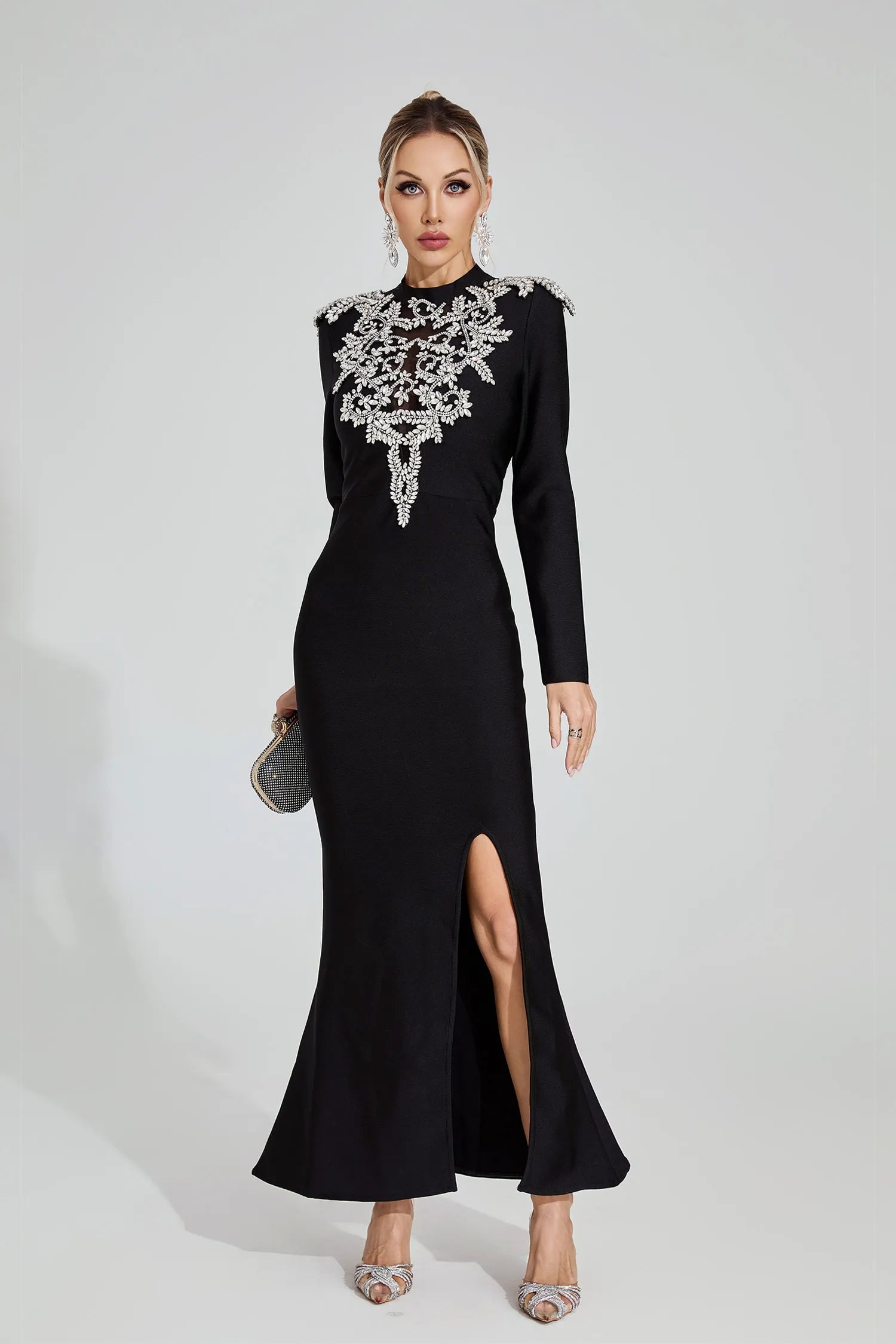 Linnea Black Diamond Bandage Maxi Dress