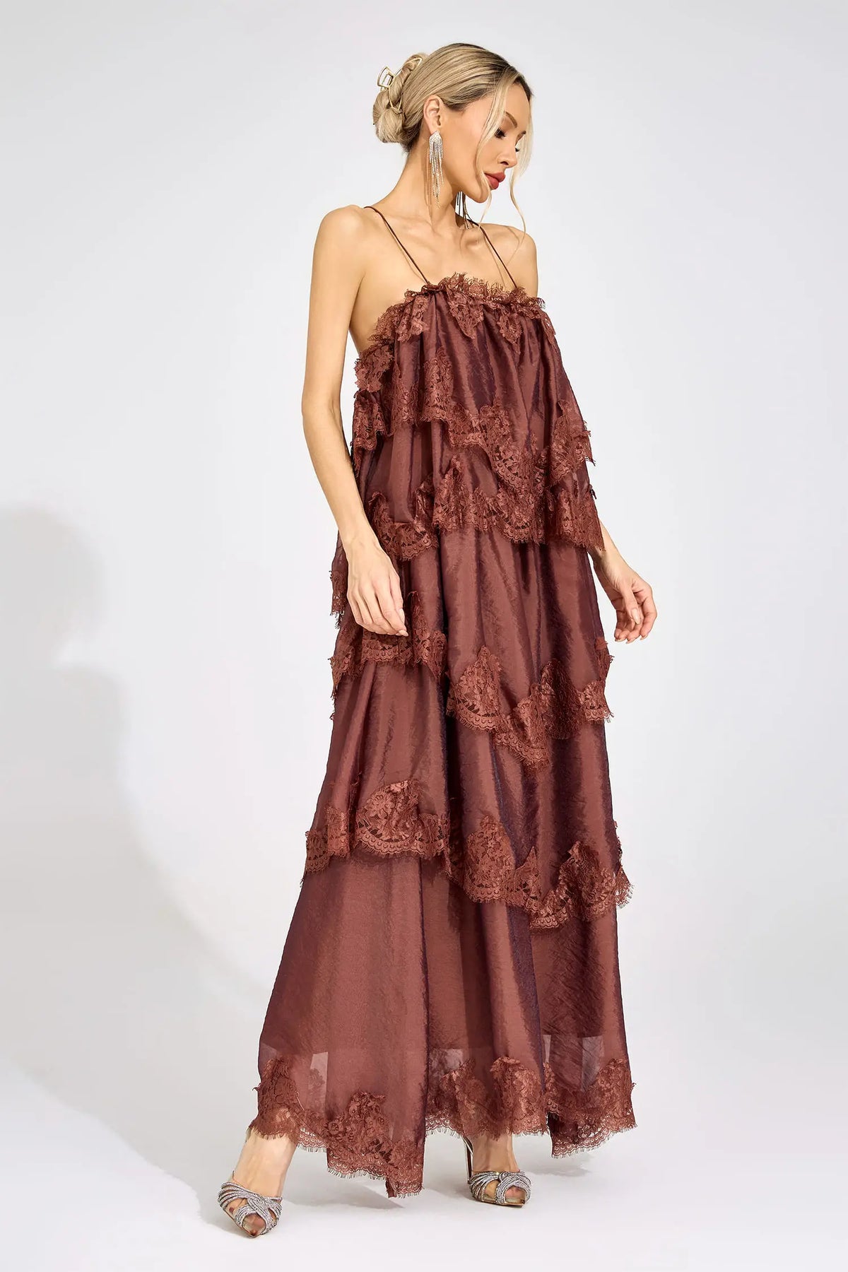 Nova Russet Lace Maxi Dress