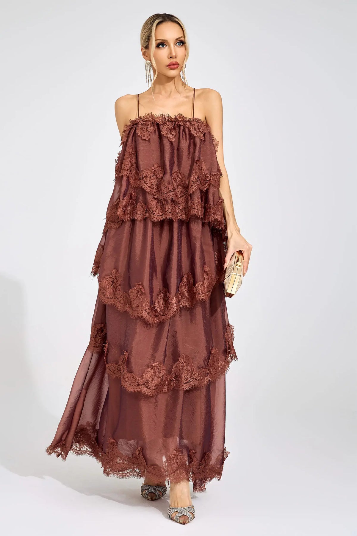 Nova Russet Lace Maxi Dress